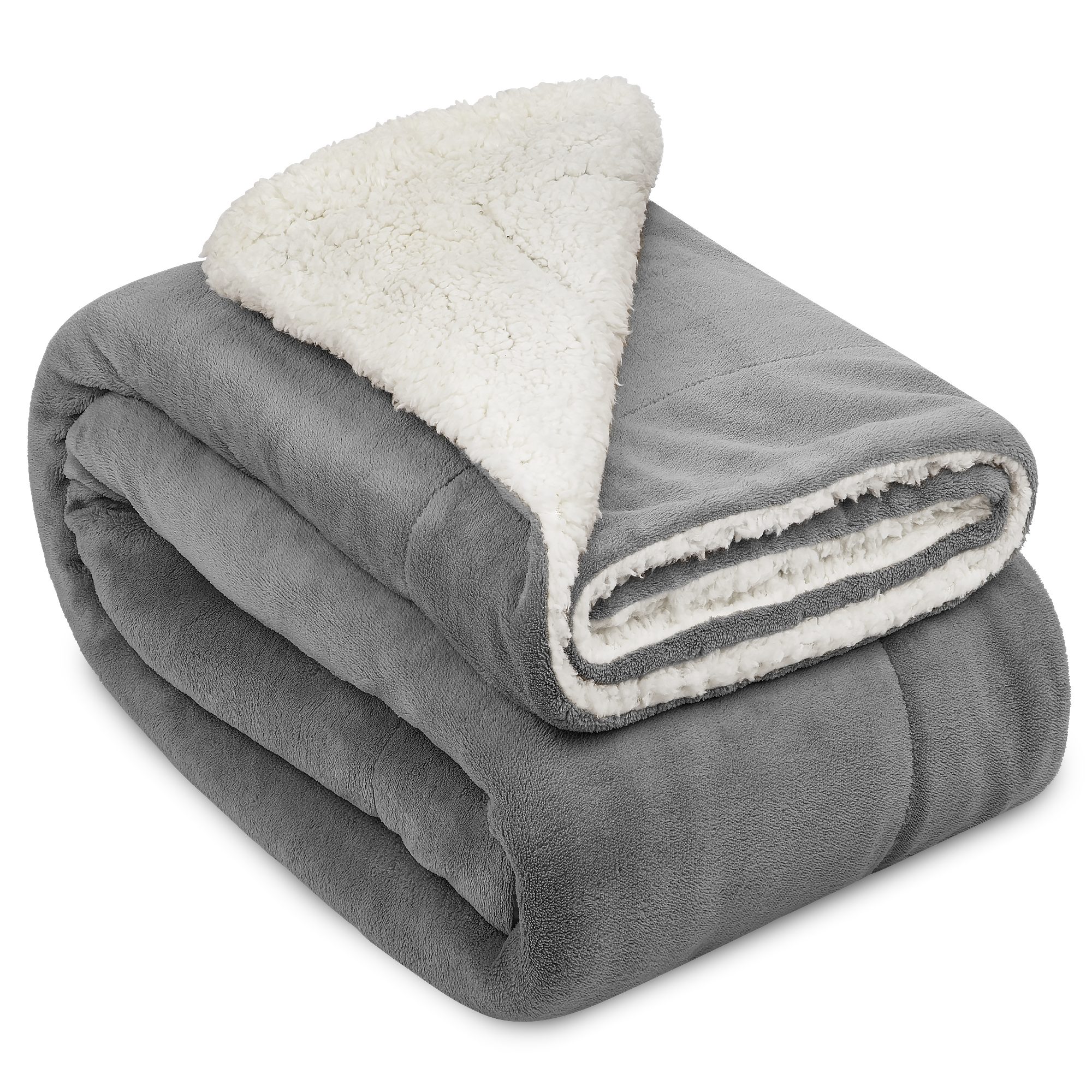 Wohndecke Alina, Beautissu, Sherpa Kuscheldecke Hellgrau/Weiß günstig online kaufen
