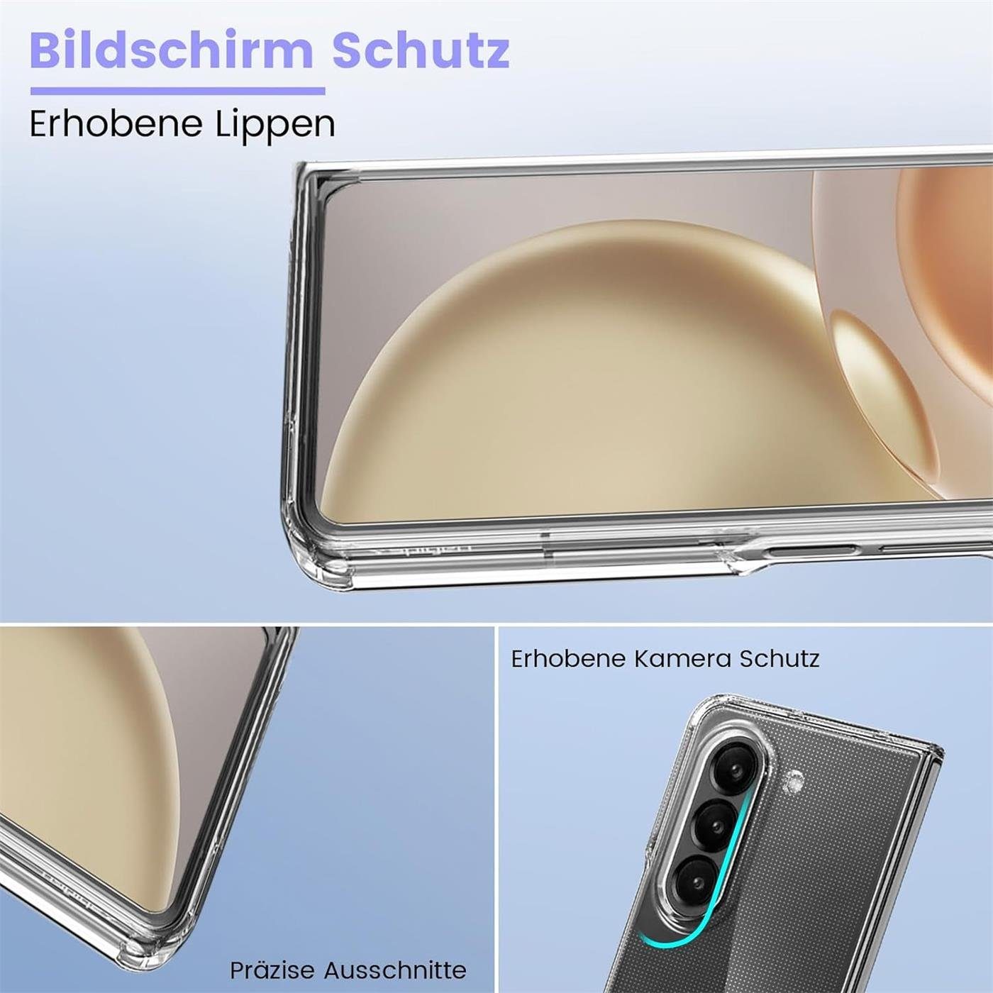 CoolGadget Handyhülle Silikon Handy Hülle Slim für Samsung Galaxy Z FOLD 5 7,6 Zoll, dünne TPU Schutzhülle Case in transparent / durchsichtig