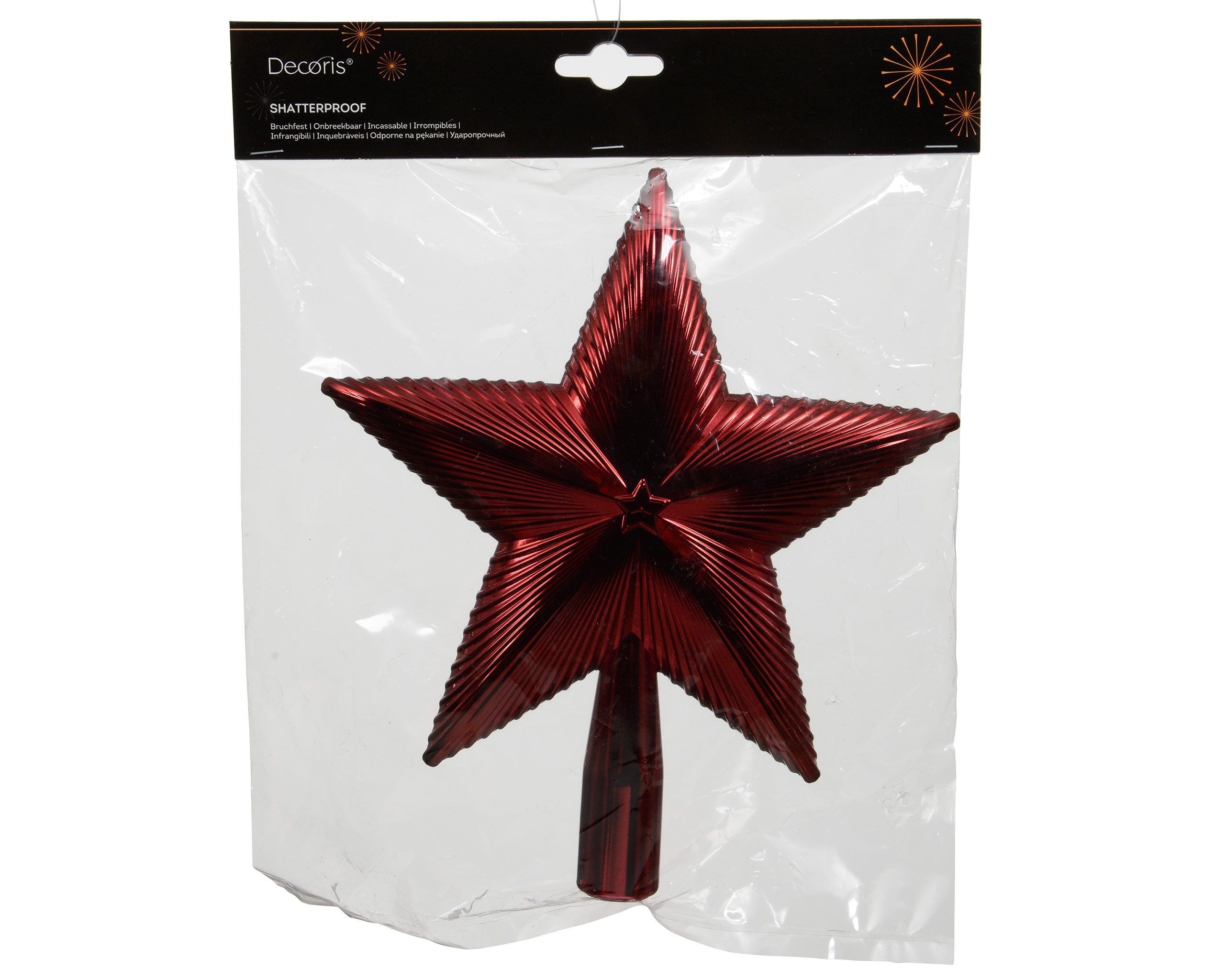 Kaemingk Christbaumspitze, Christbaumspitze Stern Strukturiert 21cm Kunststoff - Ochsenblut