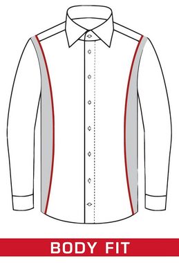 MARVELIS Businesshemd Easy To Wear Hemd - Body Fit - Langarm - Einfarbig - Weiß 4-Wege-Stretch