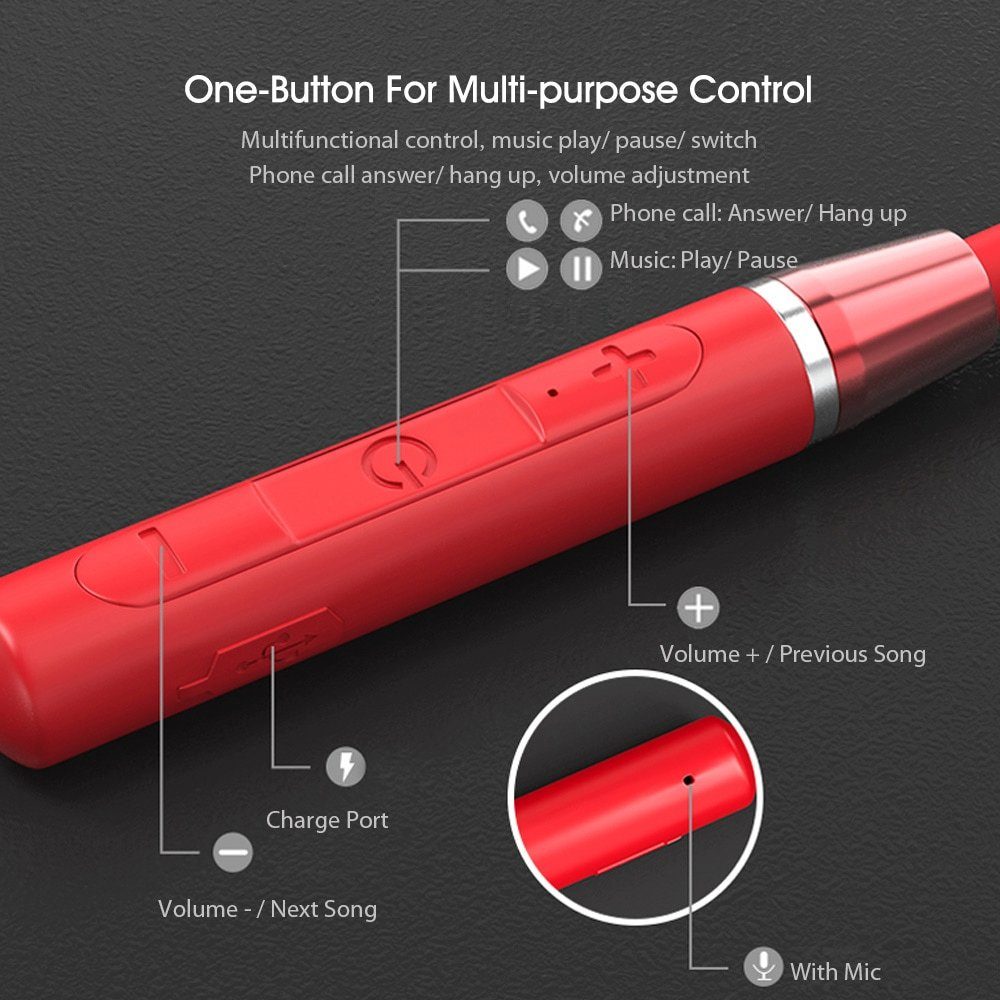 - Touch-Steuerung (Bluetooth 5.0, mit mit Mikrofon zu HE05 bis Bluetooth-Kopfhörer Lenovo 6 Rot) Stereo-Ohrhörer, Akkulaufzeit Stunden,