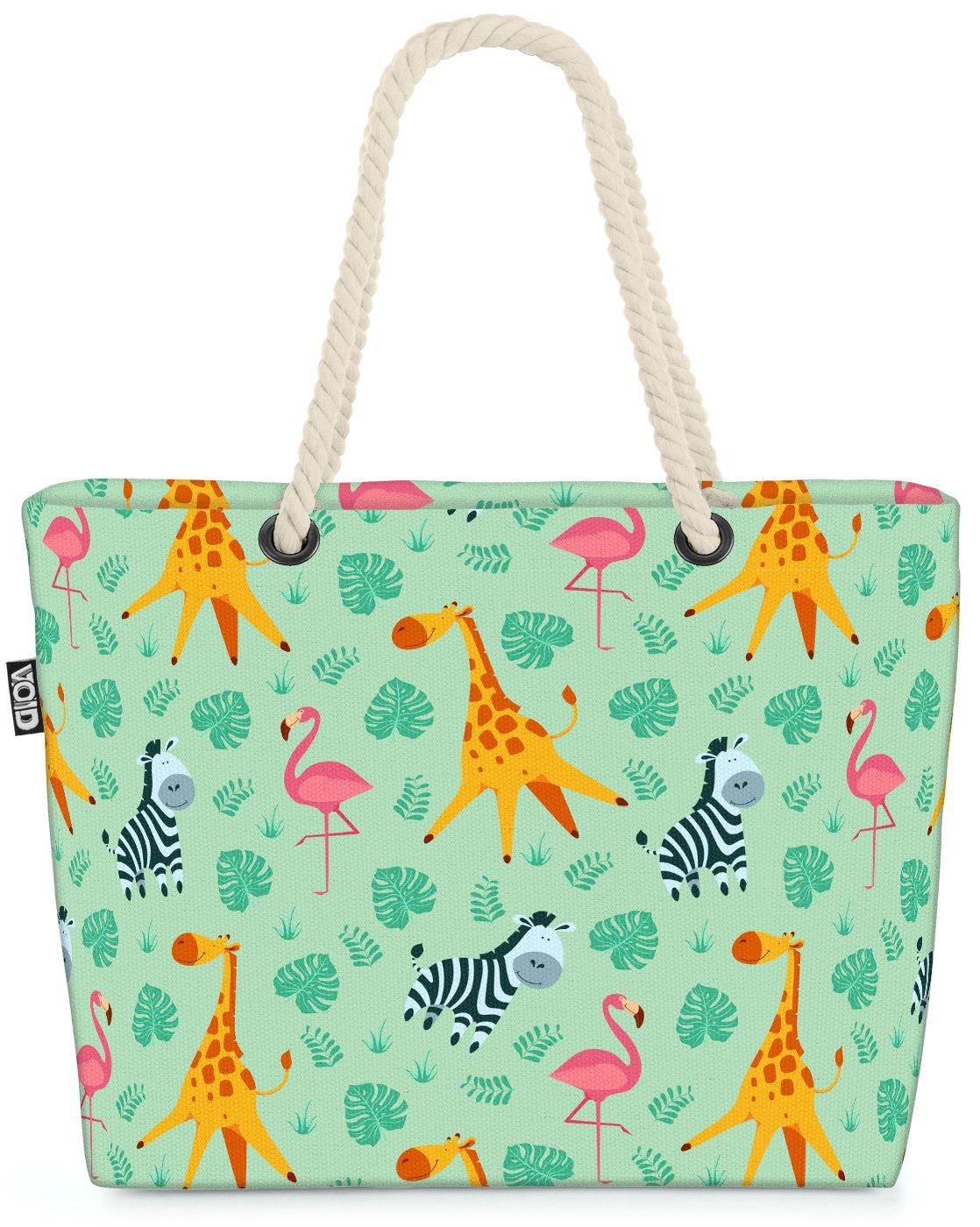 VOID Strandtasche (1-tlg), Tiere Afrika Palmen Beach Bag Kinder Kindermuster Kinderzimmer Giraffe Zebra