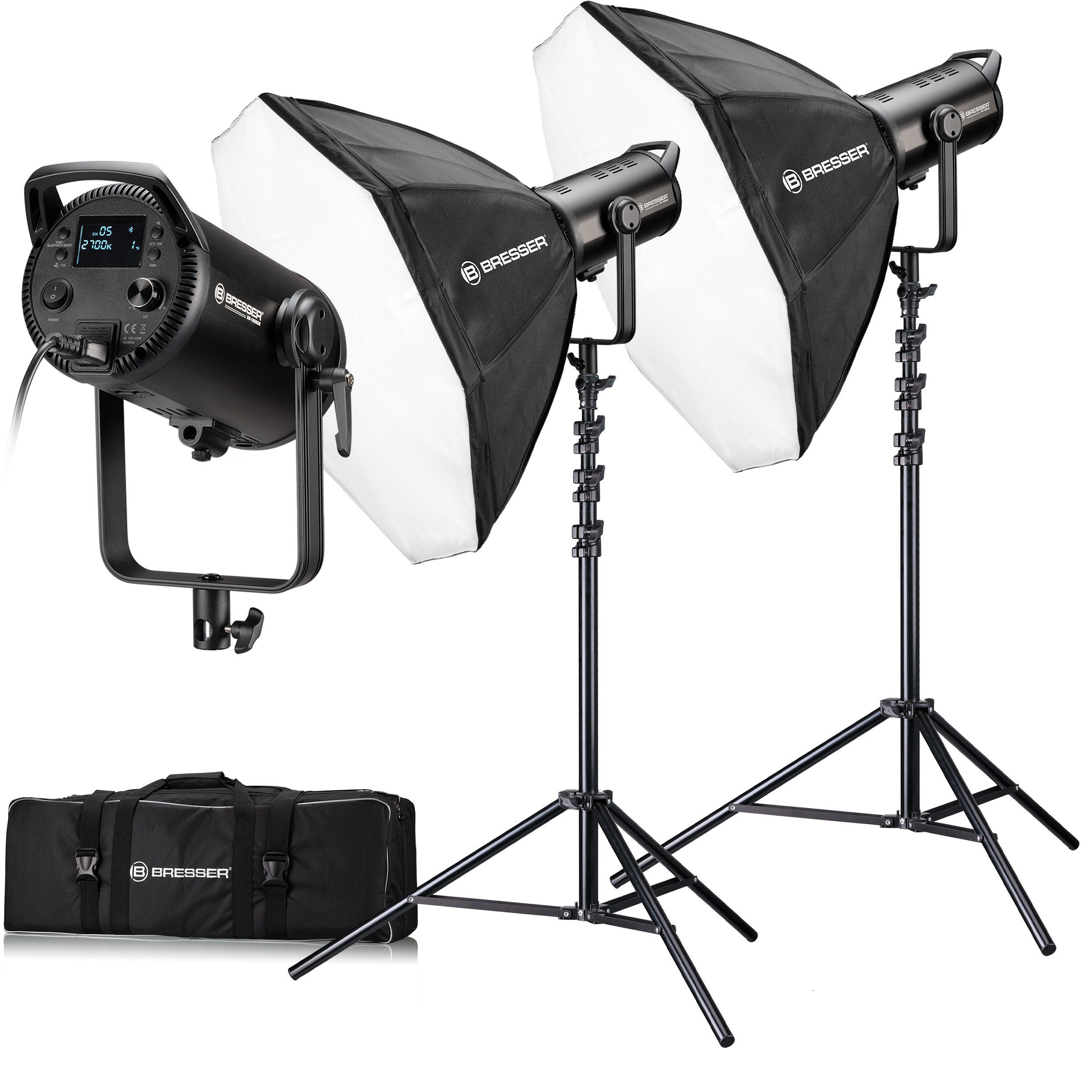 BRESSER Fotostudio-Box BRESSER BR-180RGB COB LED Light Duo Kit mit Softboxen