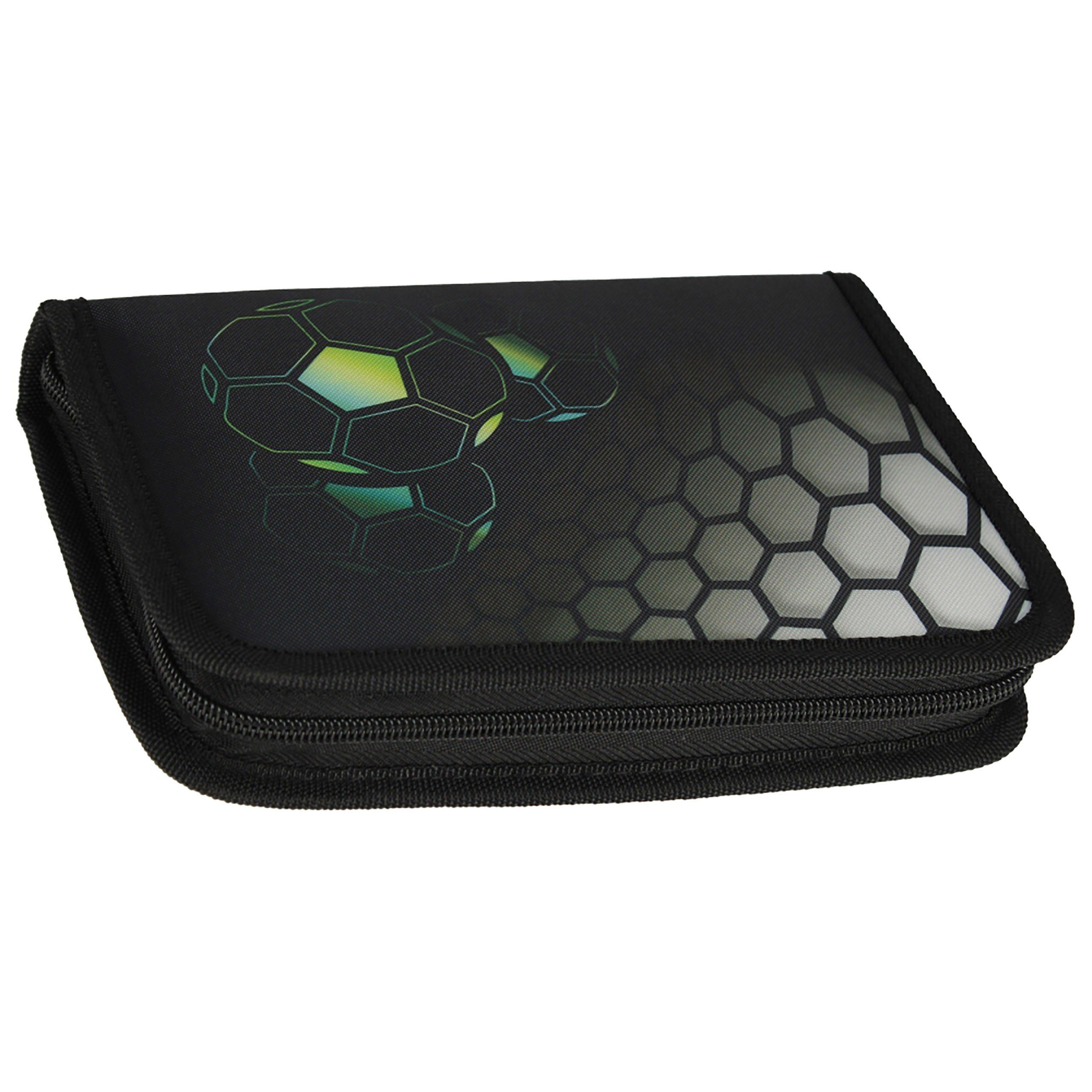 Sarcia.eu Federmäppchen Fußball Jungen Federmäppchen mit zwei Klappen und Zubehör