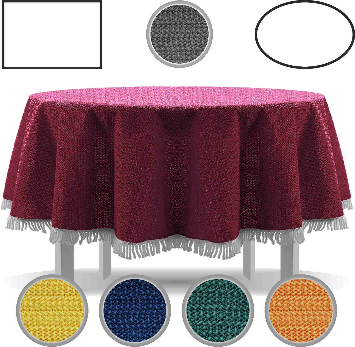 EXKLUSIV HEIMTEXTIL Gartentischdecke Gartentischdecke mit Fransen Tischdecke Classic, eckig