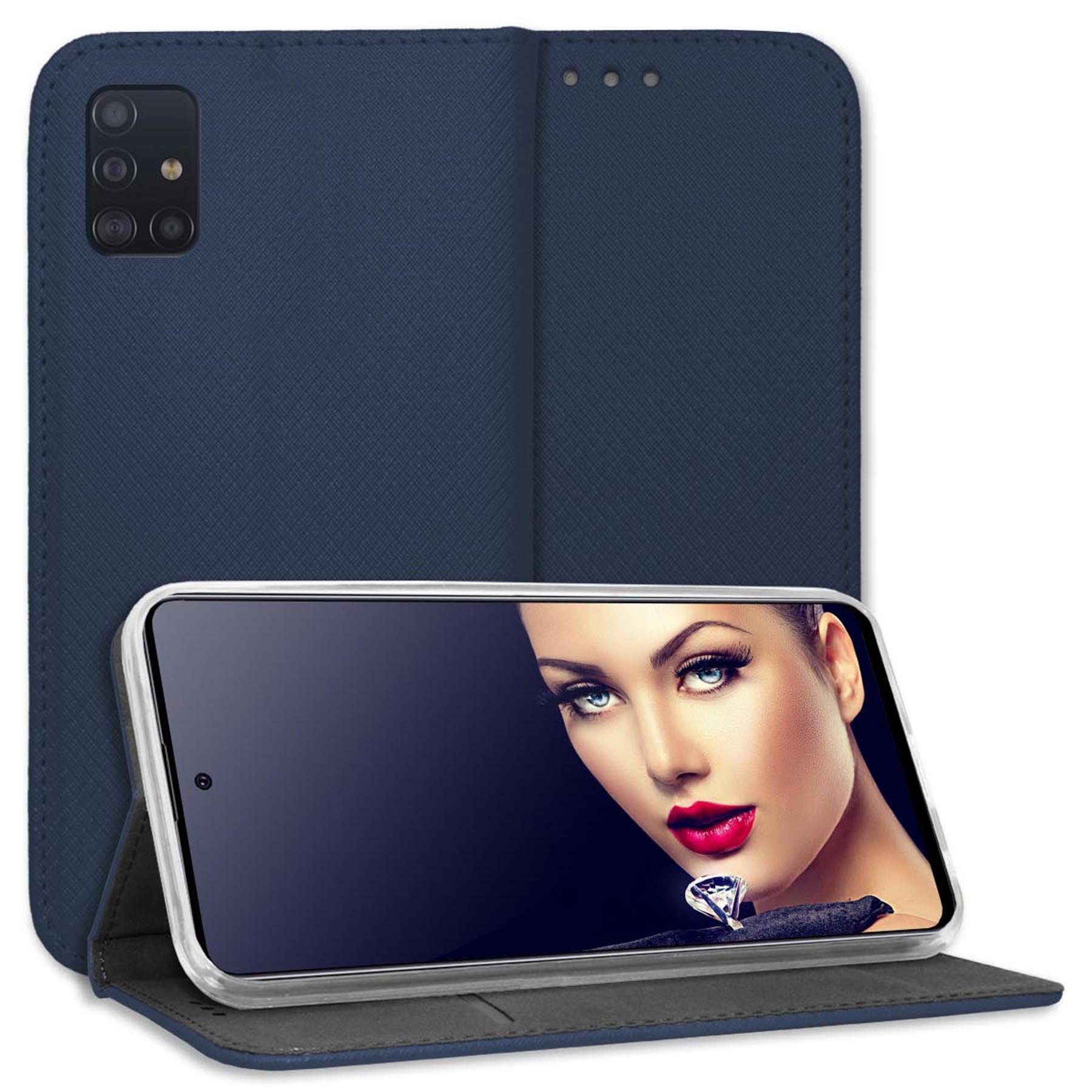 mtb more energy Smartphone-Hülle Smart Magnet für Samsung Galaxy A51, Blau, Bookstyle Klapphülle Cover Wallet Case aus Kunstleder
