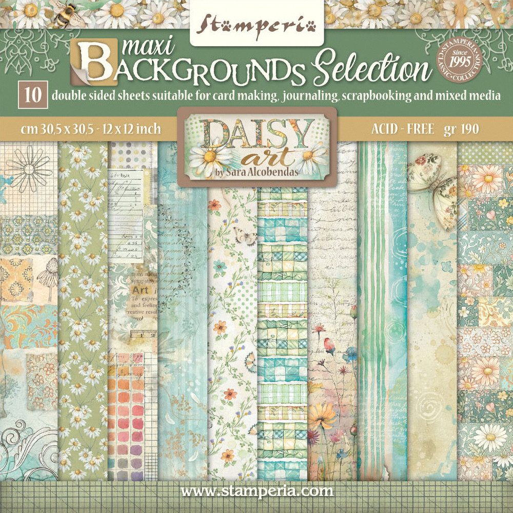 Stamperia Motivpapier Scrapbook-Block Daisy Art Backgrounds, 30,5cm x 30,5cm