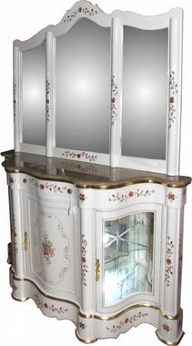 Casa Padrino Barockspiegel Luxus Barock Schrank mit Spiegelkonsole Weiß Handbemalt mit Marmorplatte - Luxus Möbel Konsole mit Spiegel