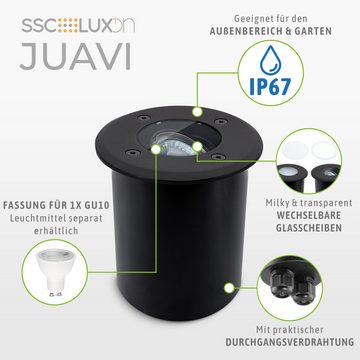 SSC-LUXon LED Gartenstrahler JUAVI Bodeneinbauleuchte IP67 schwarz rund für 1x GU10