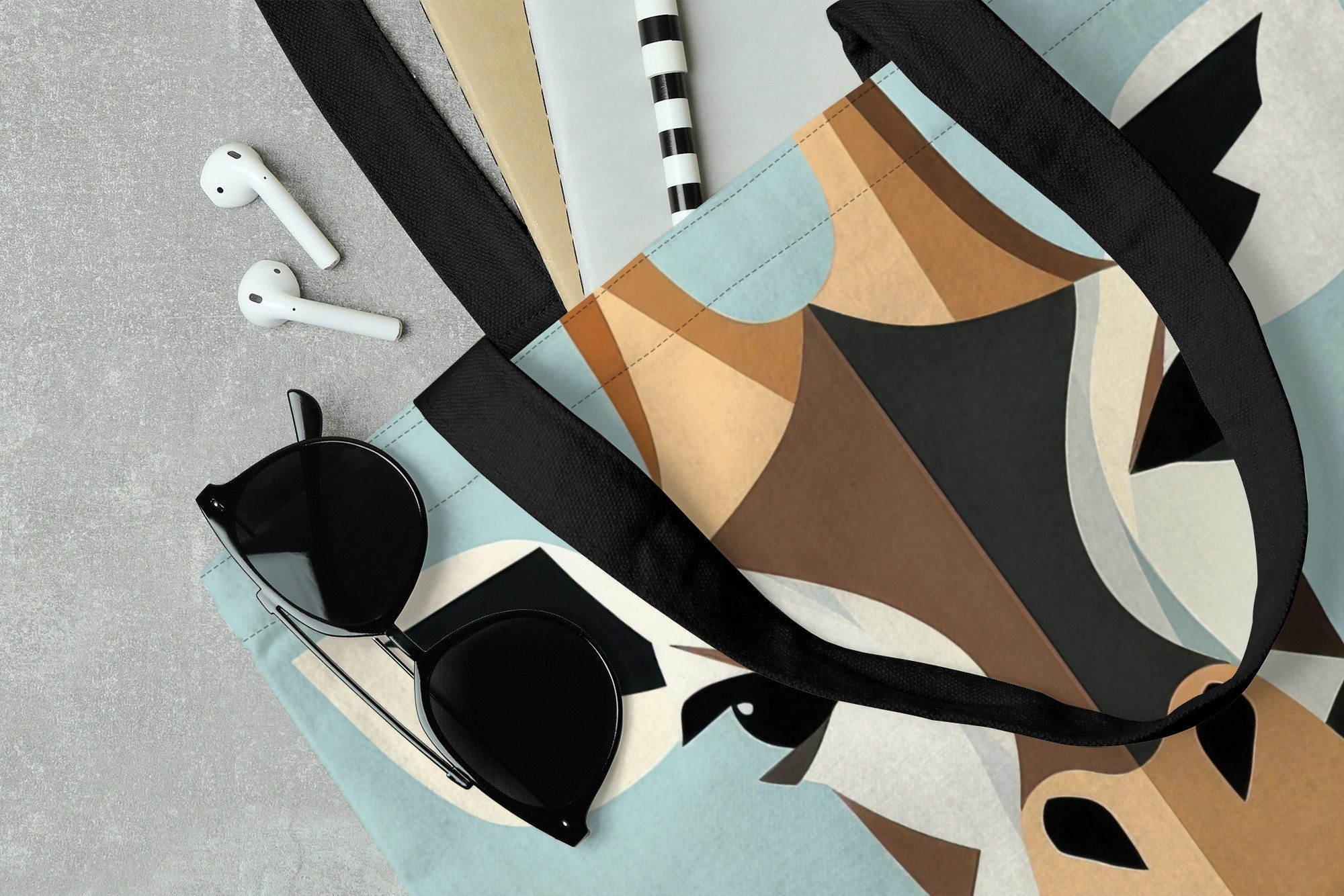 MuchoWow Shopper Giraffe - Illustration - Braun - Minimalistisch, Handtasche, Damen und Herren, Schultertasche, Umhängetasche, Tote Bag