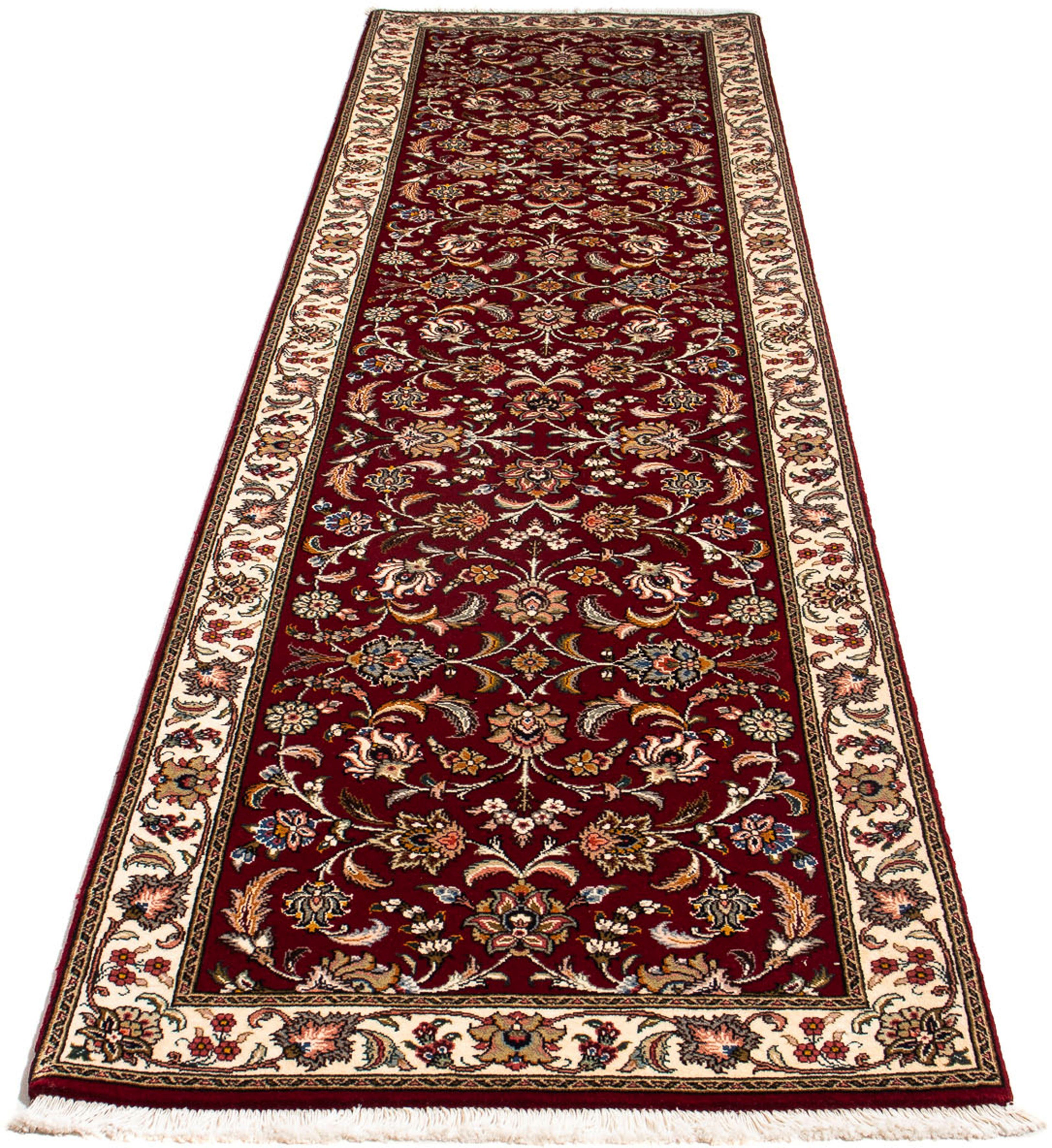 Orientteppich Perser - Täbriz - Royal - 322 x 85 cm - dunkelrot, morgenland, rechteckig, Höhe: 7 mm, Wohnzimmer, Handgeknüpft, Einzelstück mit Zertifikat