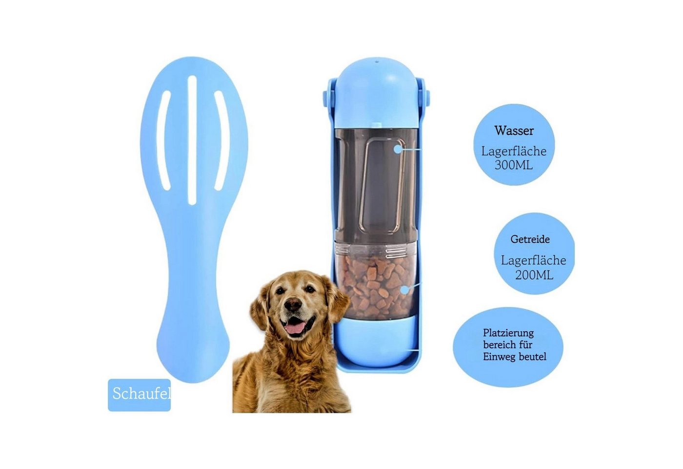 Thumbnail - YRIIOMO Reisenapf Praktischer 2 in 1 Haustier Futter und Trinkbecher mit 350ML Wasser