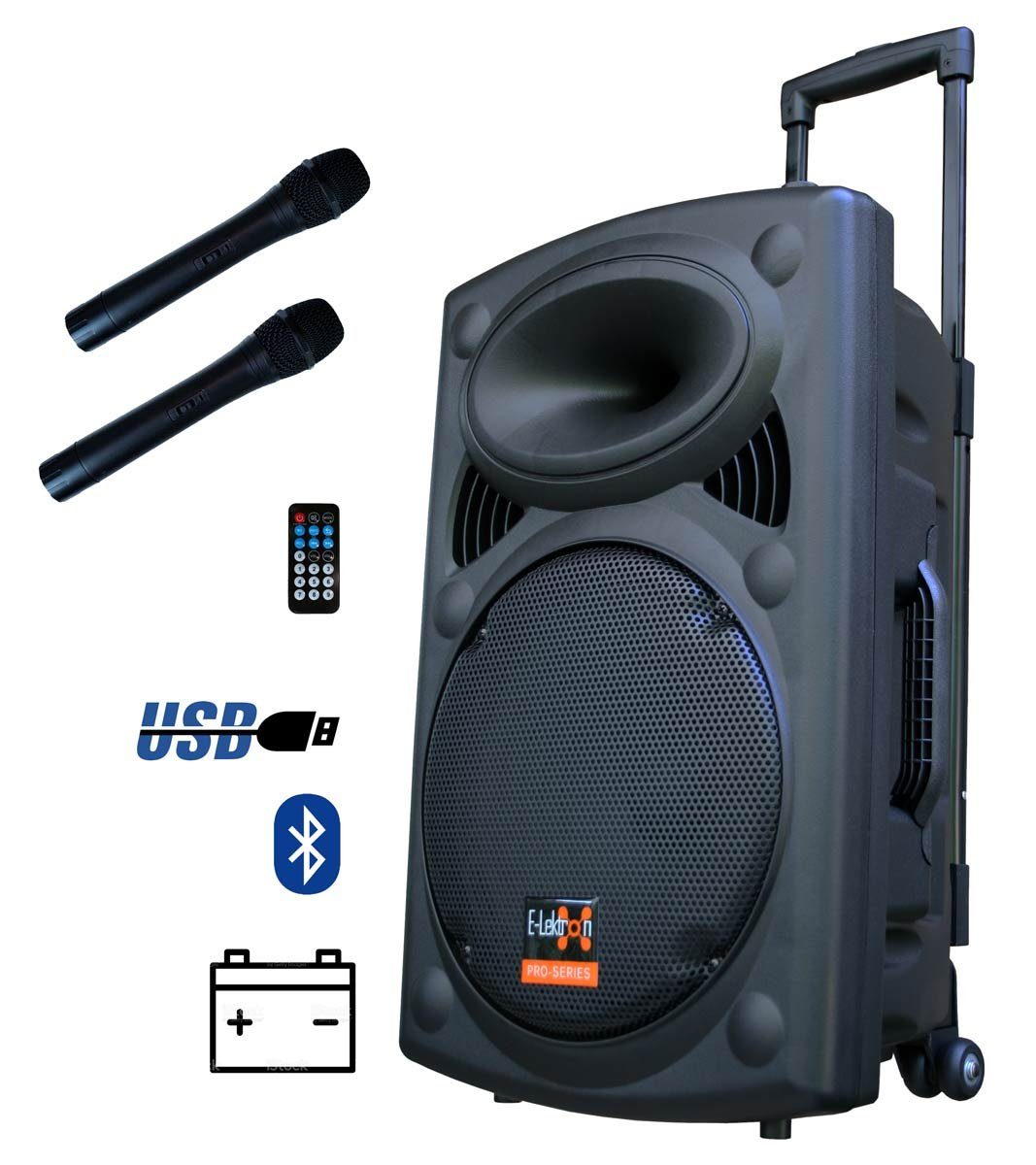 E-Lektron EL30-M mobile Soundanlage Party-Lautsprecher (Bluetooth, 350 W, Bluetooth 5.0 TWS, Talkover-Funktion, Echo-Effekt, Funkmikrofone)