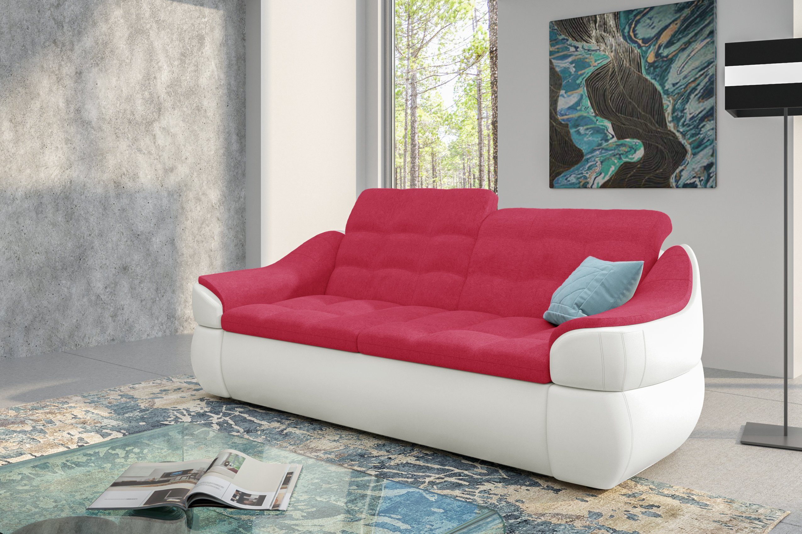 Stylefy Sofa, Rückenlehne, Armlehnen stellbar, und Sitzkomfort mit im mit Steppung, 3-Sitzer Raum 2-Sitzer, frei Alisa,