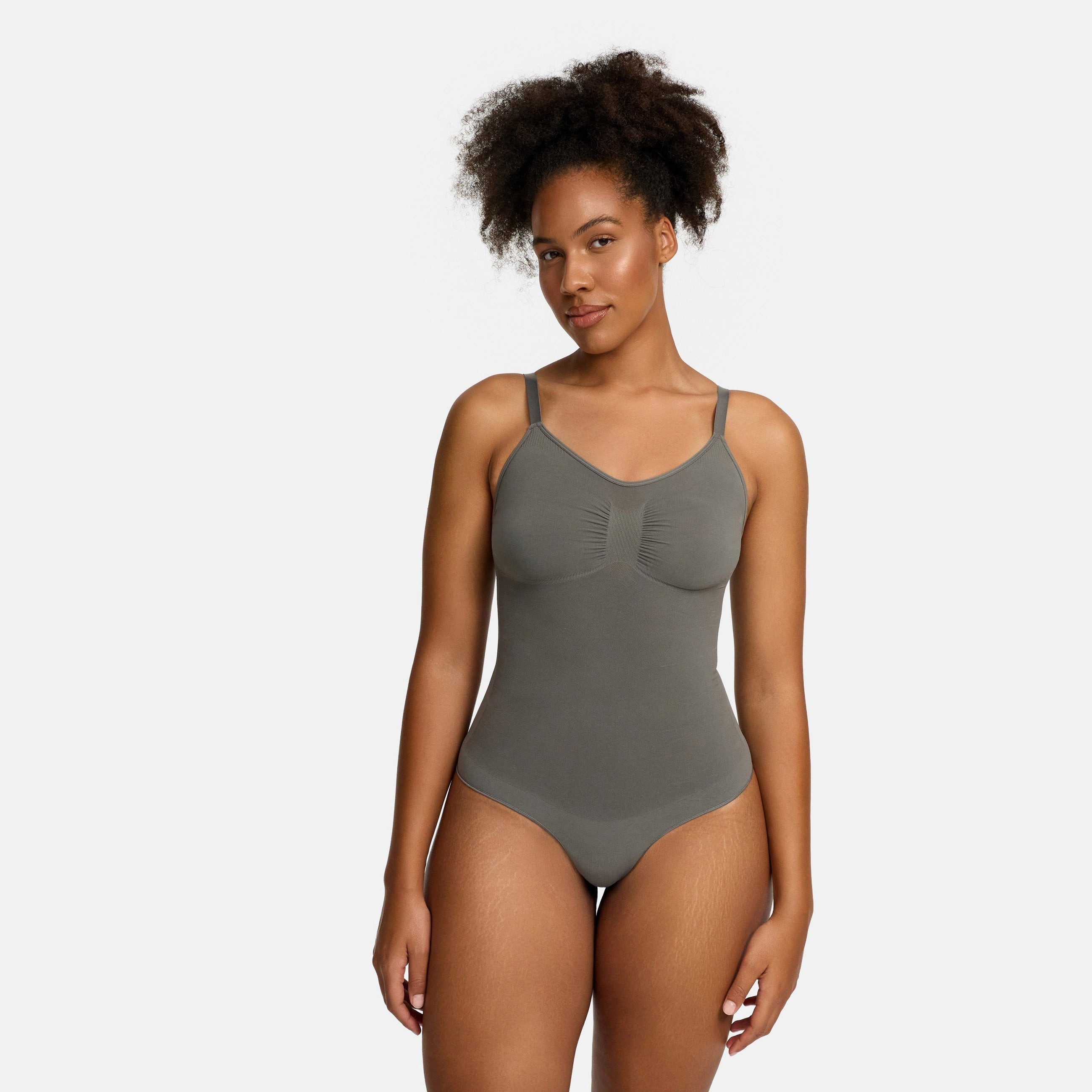cfab (creamy fabrics) Miederbody Bodysuit Sculpting Shapewear mit Slip-Graphit-3XL (1-tlg) Figurformend
