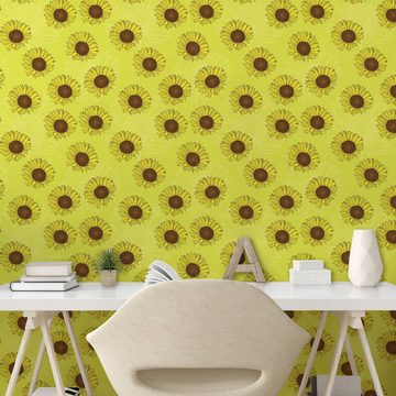 Abakuhaus Vinyltapete selbstklebendes Wohnzimmer Küchenakzent, Blumen Rustikale Sonnenblumen Silhouette