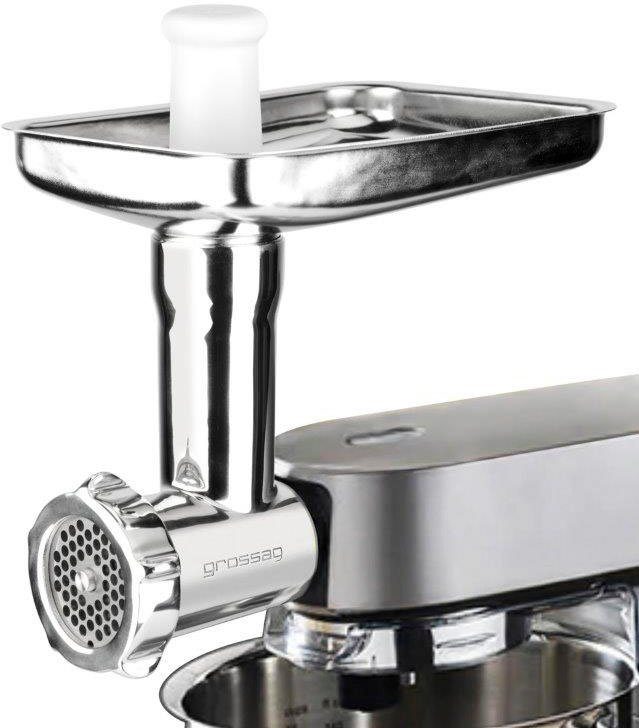 grossag Fleischwolfaufsatz KFW600 1385, Zubehör für alle Kenwood-Küchenmaschinen mit TWIST-System / Drehanschluss-System, Direktanschluss aus Edelstahl