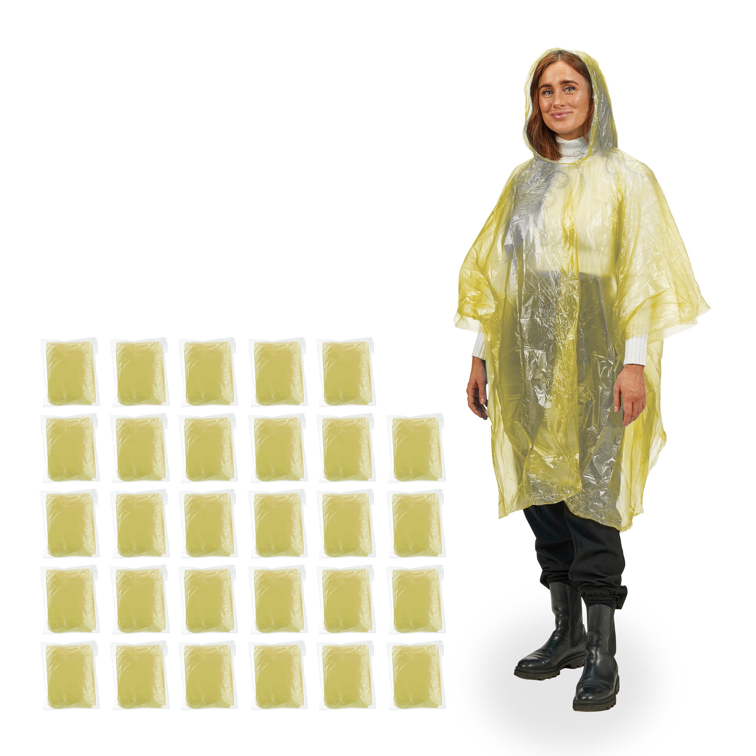 Regenponcho 30x Einweg Regenponcho Gelb