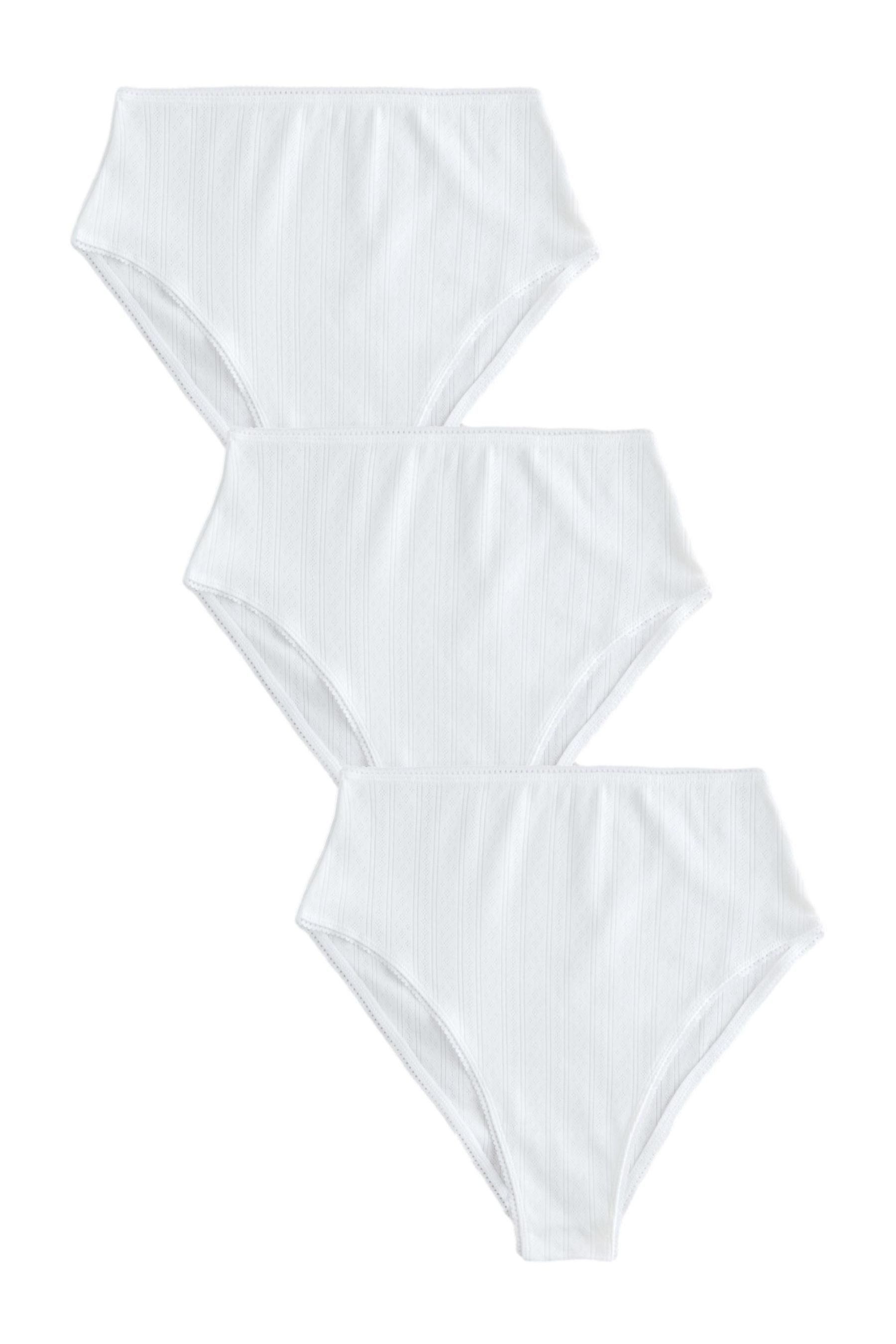 Taillenslip 3er-Pack Hochbund-Slips, Lochstickerei, hohes Bein
