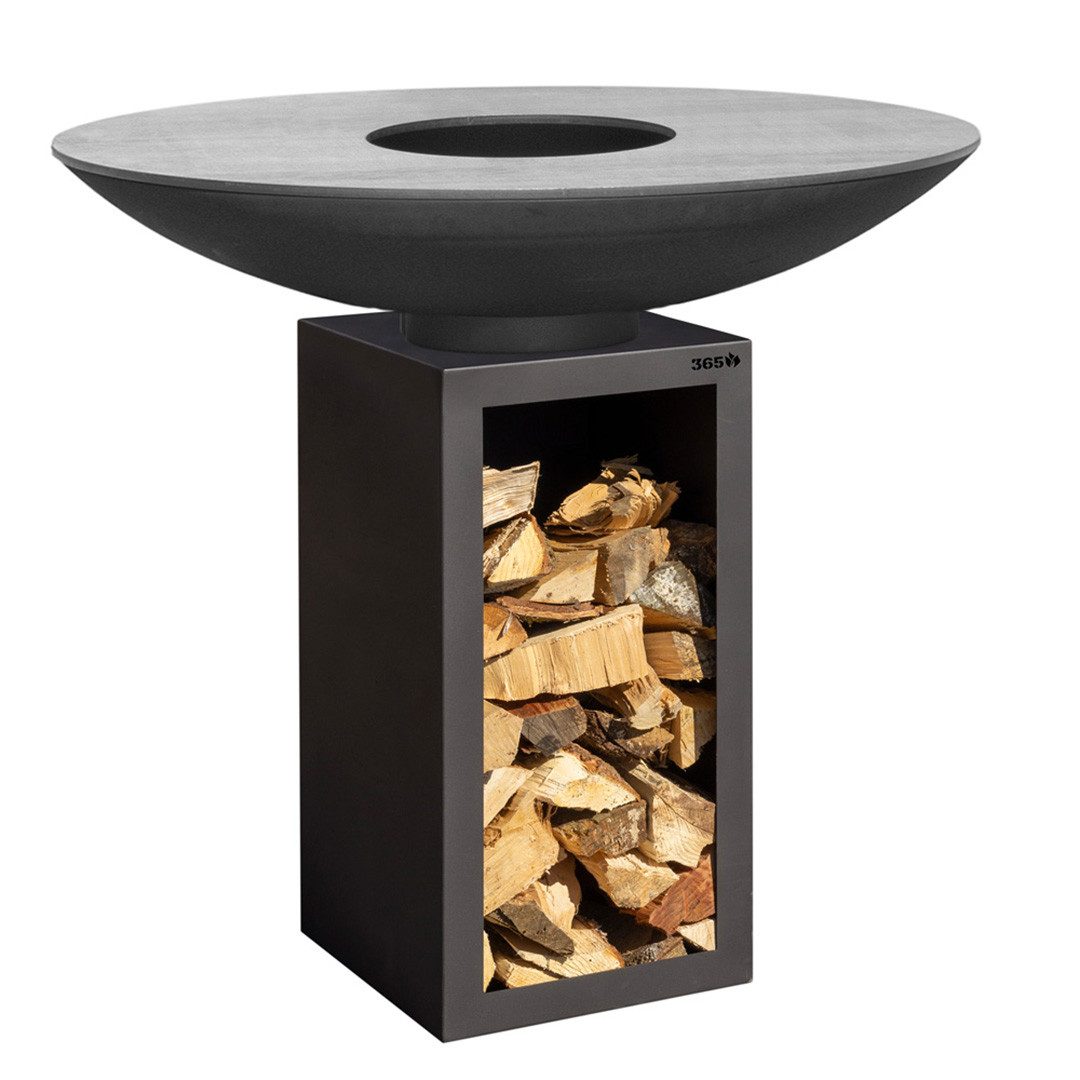Feuercampus Grillplatte Plancha-Set PIO 100 Basic 1 schwarz - mit Holzlager