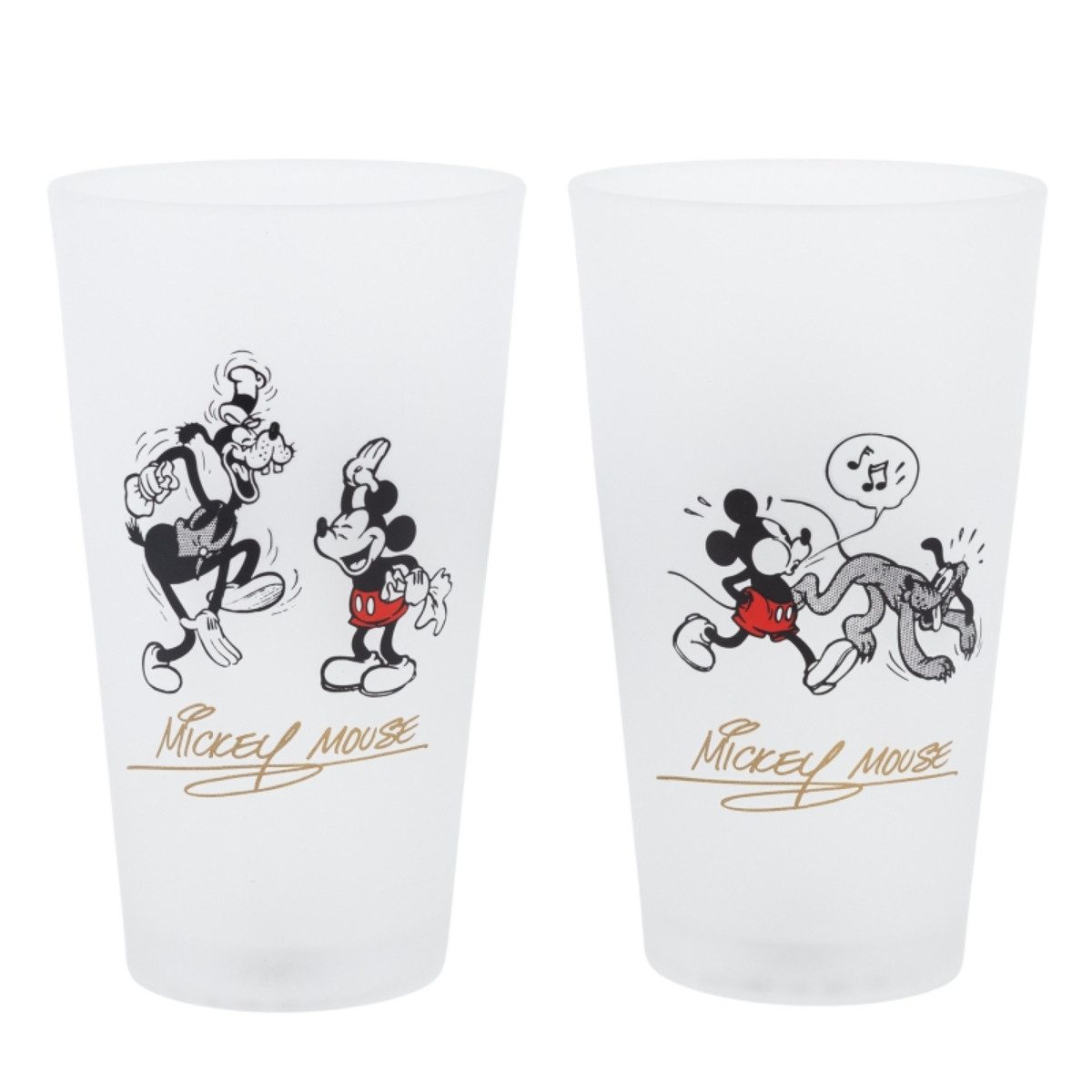 Storline Gläser-Set Mickey Mouse Vintage Gläser Set 2-teilig 490ml Disney Trinkgläser, Glas