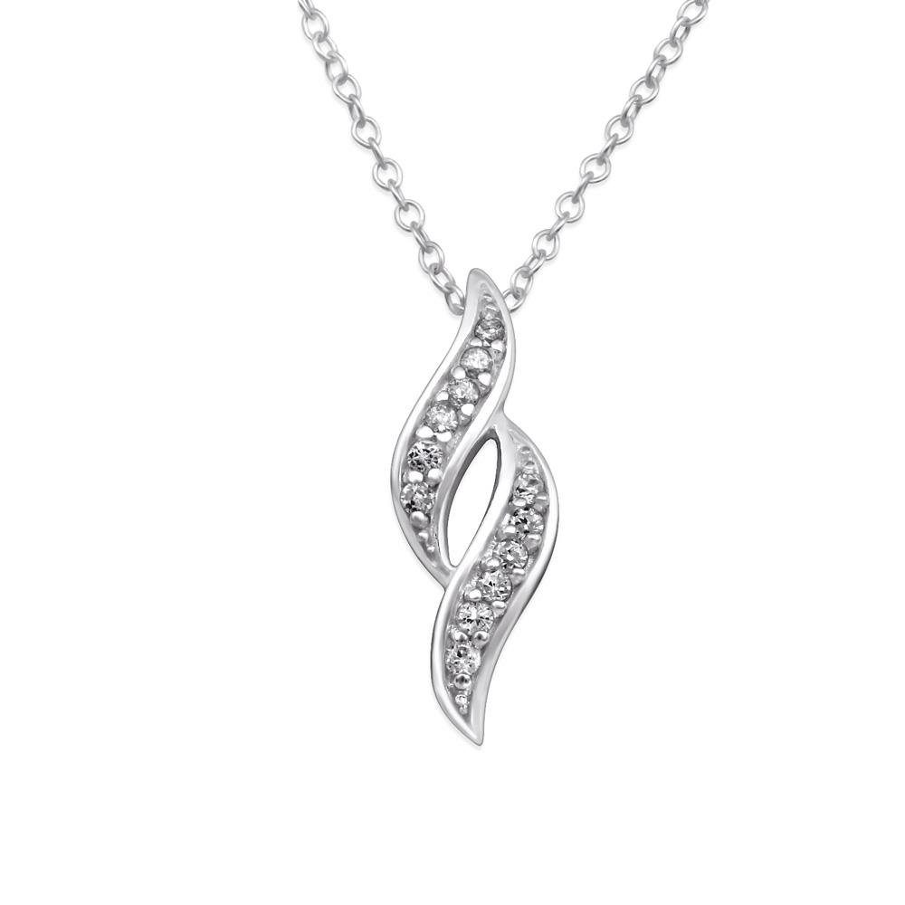 BUNGSA Ketten-Set Kette Necklace Halskette aus 12 mit Wirbel Kristallen Damen Silber (1-tlg), 925