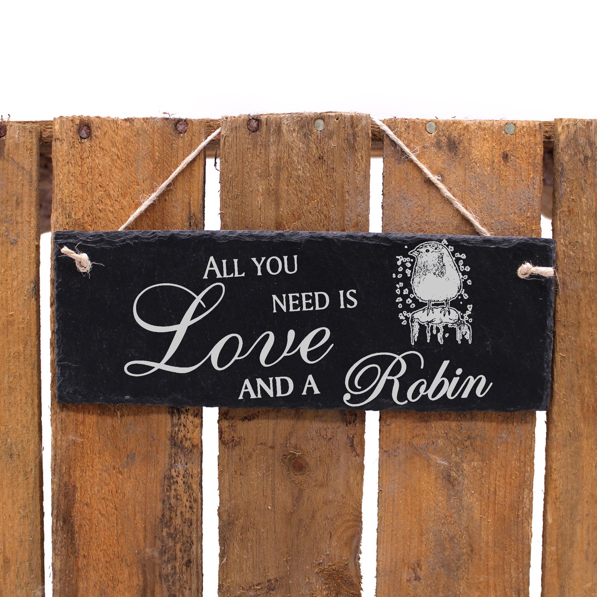 a im All Robin Rotkehlchen Dekolando and Love is 22x8cm need Hängedekoration you Winter