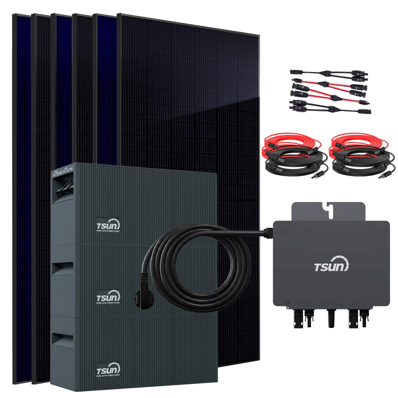 SUNNIVA Balkonkraftwerk 3680W mit 8,04 kWh Speicher TSUN SOLARCAN TSOL-DCU2000Lite, (BIFAZIAL FULLBLACK komplett Steckdose, PV Solaranlage Komplettset mit Solarspeicher, 8x 460W Glas-Glas Bifacial)