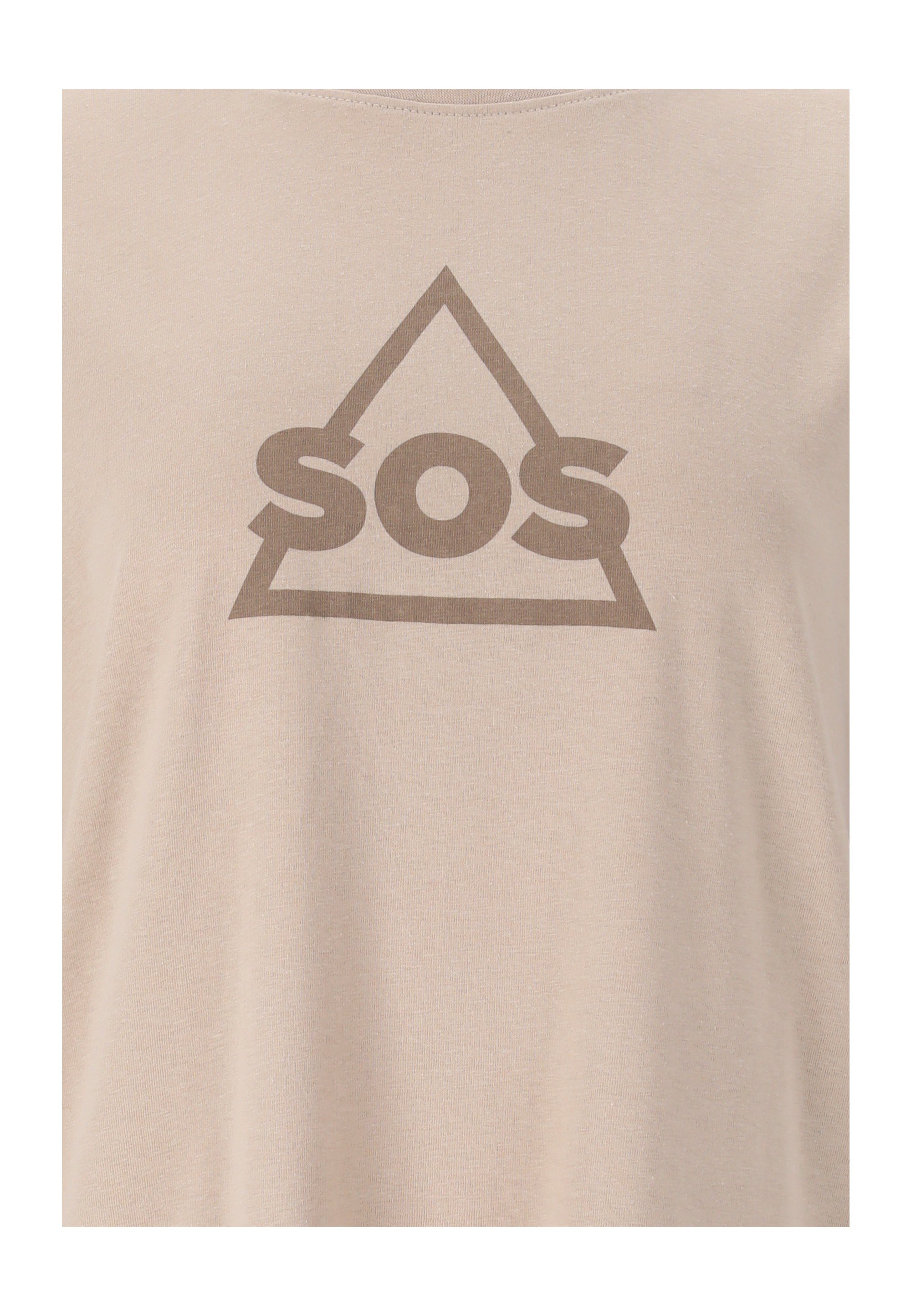 Front taupe trendigem SOS Markenlogo mit Kvitfjell auf Funktionsshirt der