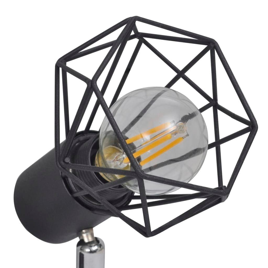 vidaXL Deckenleuchten Deckenstrahler 4 Schwarz Drahtschirm LED-Glühlampen Industrie-Stil mit