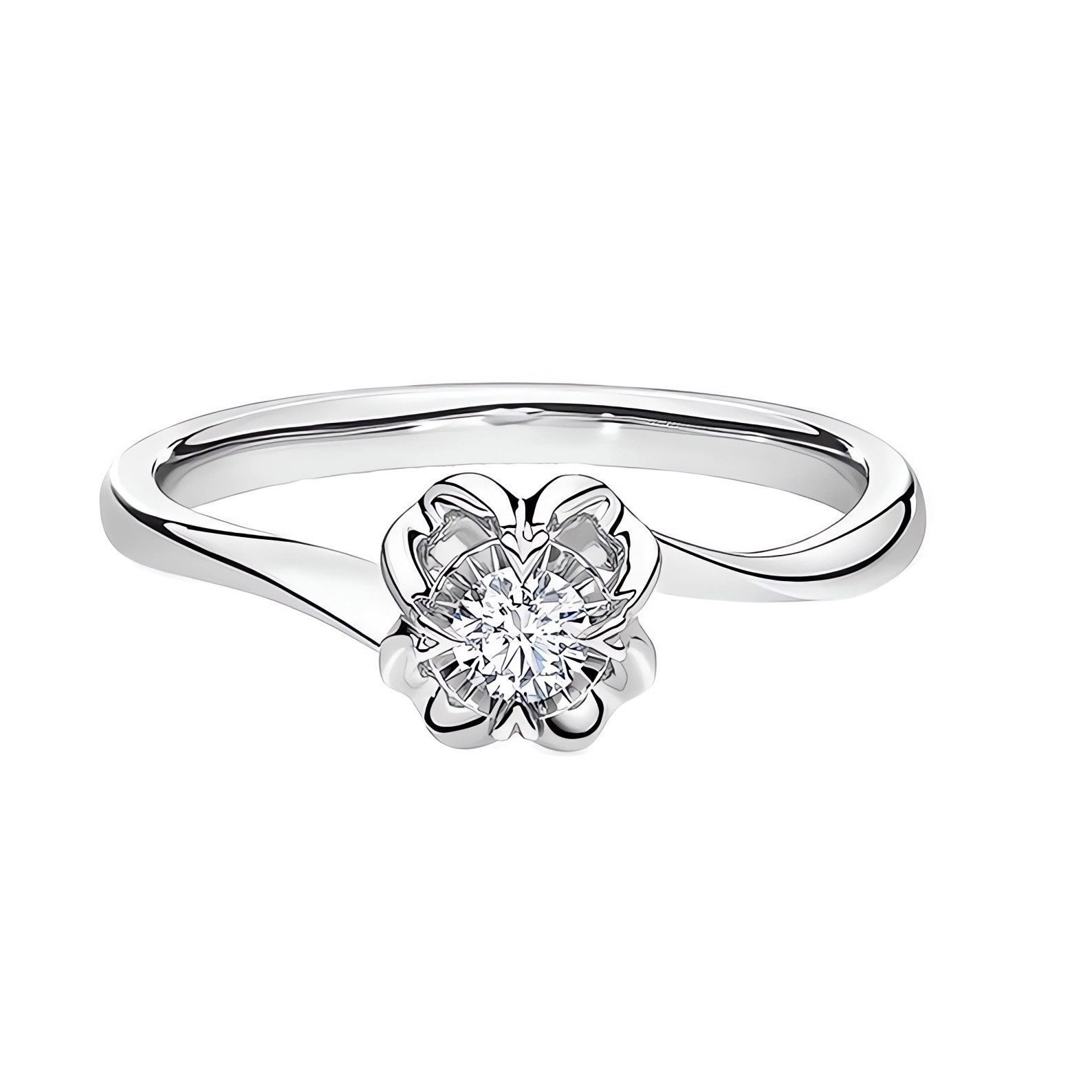 Jumpeak Diamantring Ring Gold Damen,Promise Ring,Engagement Ring,Lab Grown Diamant Ring, 0.5ct,E,VVS2,3EX,IGI,Rund,Blumendesign,Damen Geschenk,Schlichtes