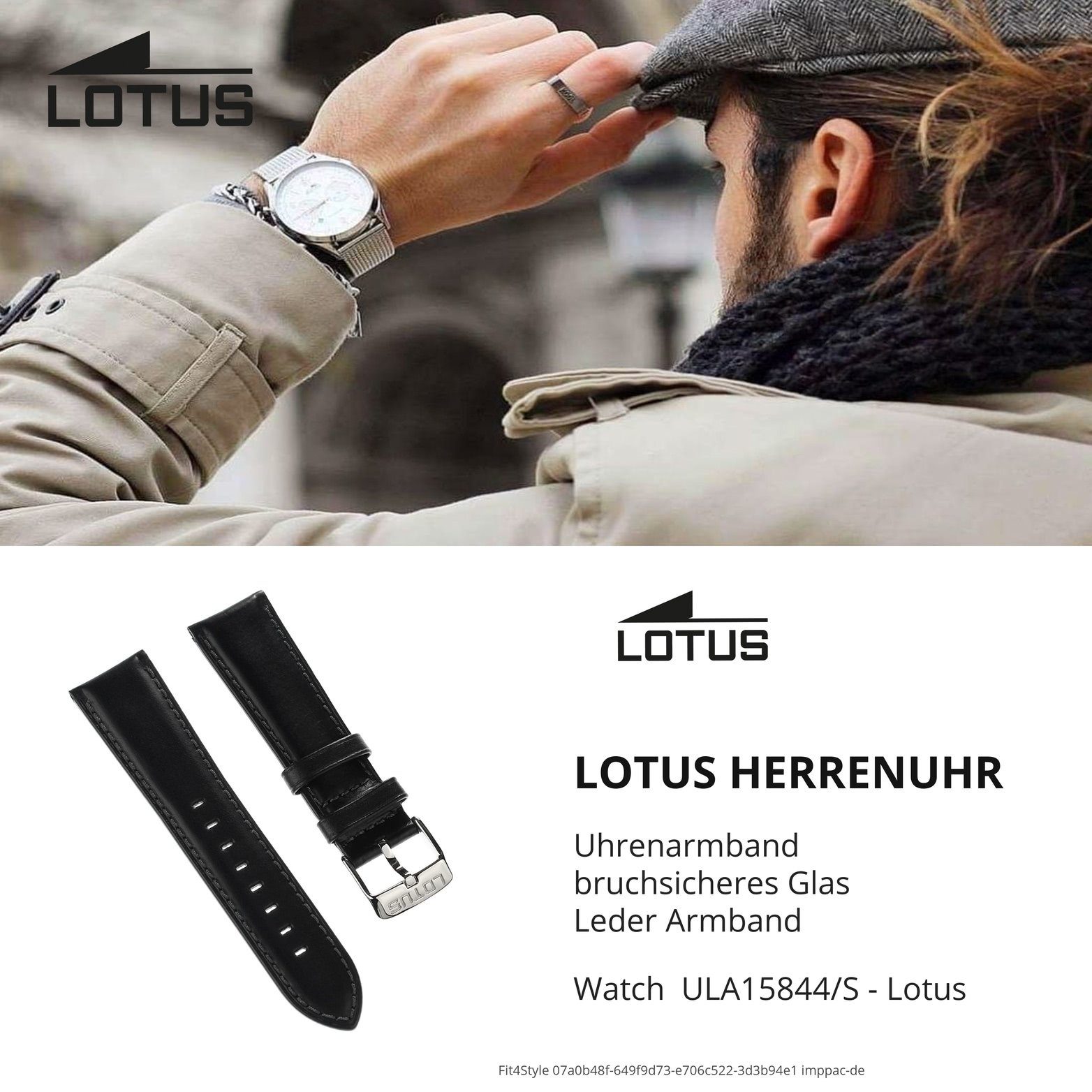 Lotus Uhrenarmband Lotus Lederarmband, Herren Uhrenarmband 24mm, Herrenuhr mit Sport-Style