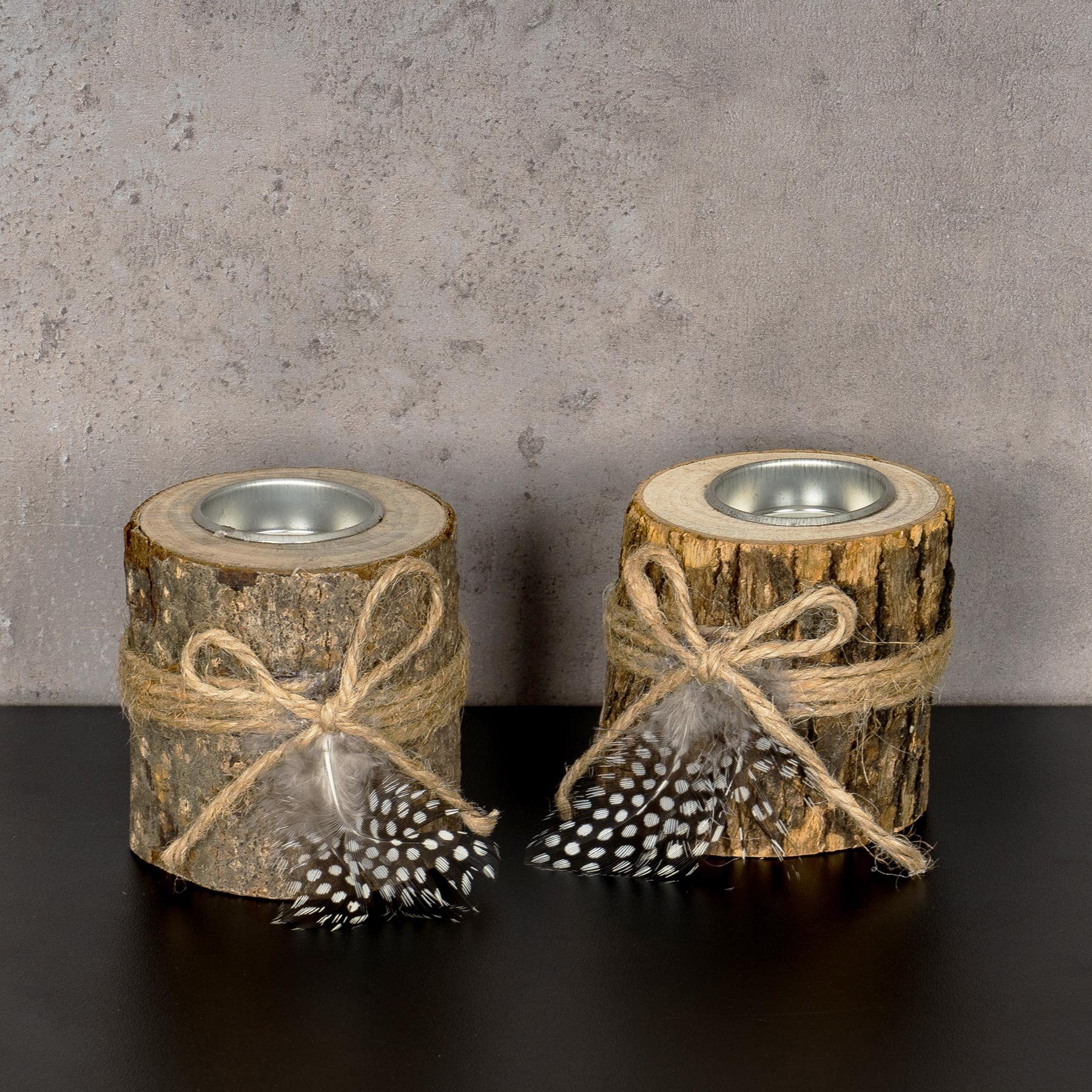 Levandeo® Teelichthalter, 2er Set Teelichthalter Holz je 8,5cm hoch Kerzenh günstig online kaufen