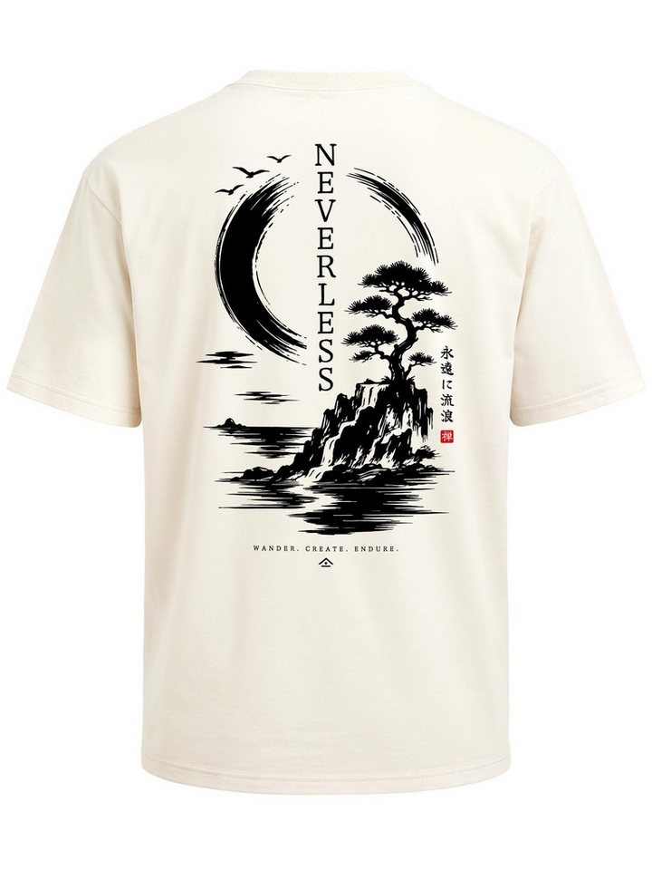 Neverless Oversize-Shirt Herren T-Shirt - Spirit of Japan - Oversized Relaxed Fit Printshirt mit Print
