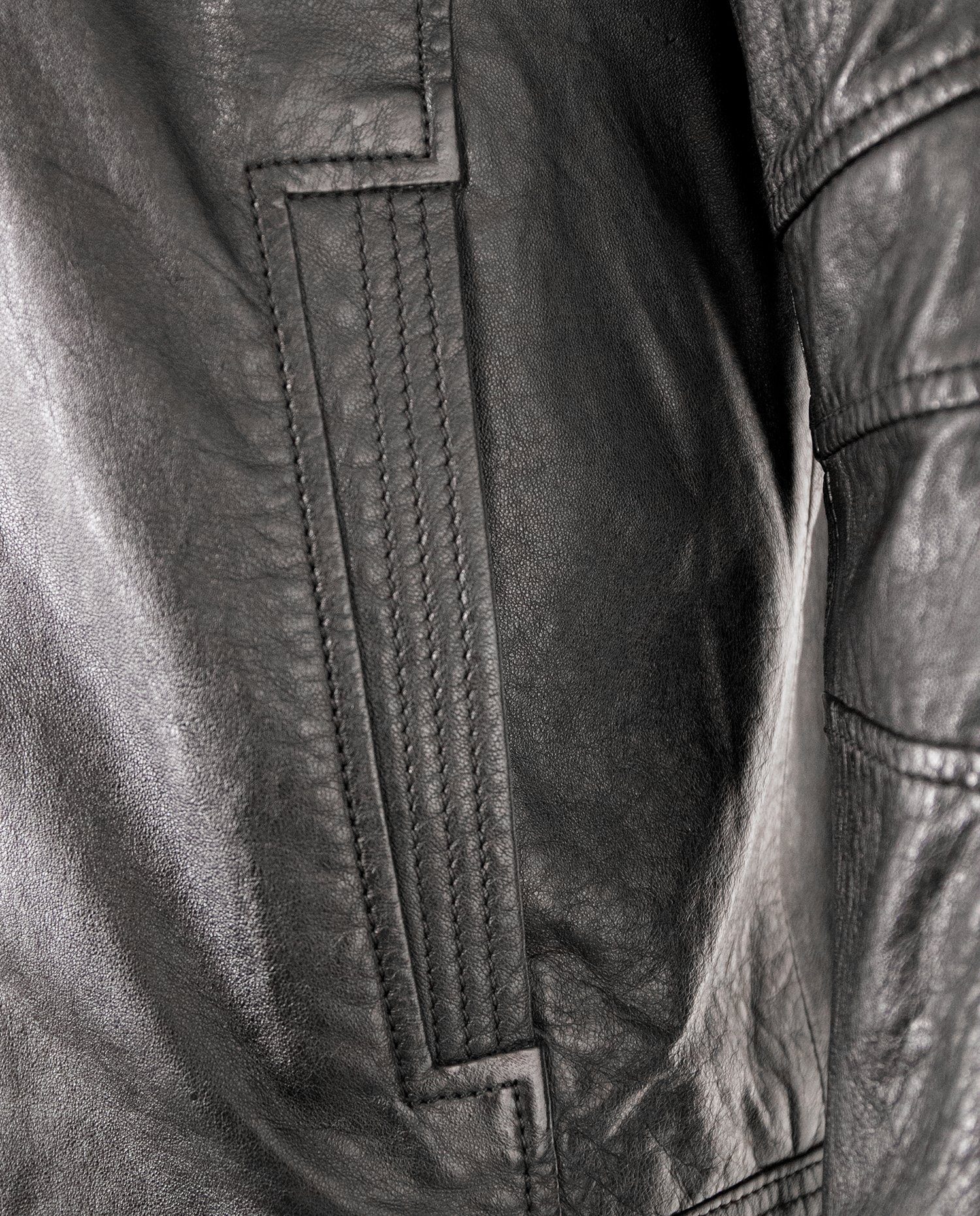 PUNCHBALL Lederjacke PB-HW 22-502 Punchball - Herren Lederjacke Bikerjacke Kapuze Lammnappa schwarz