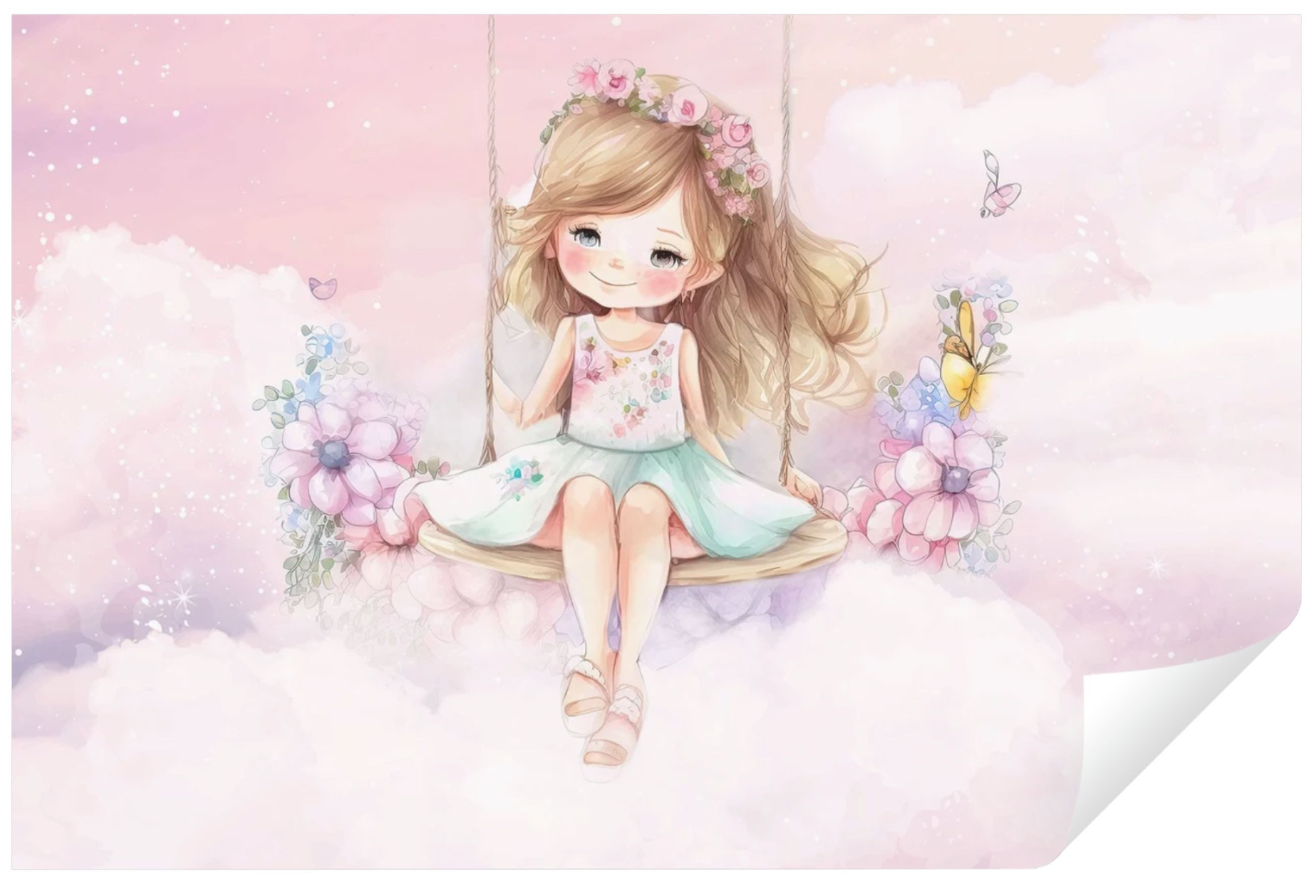 Wallarena Fototapete Kinderzimmer Mädchen auf einer Schaukel Baby Vlies Tap günstig online kaufen