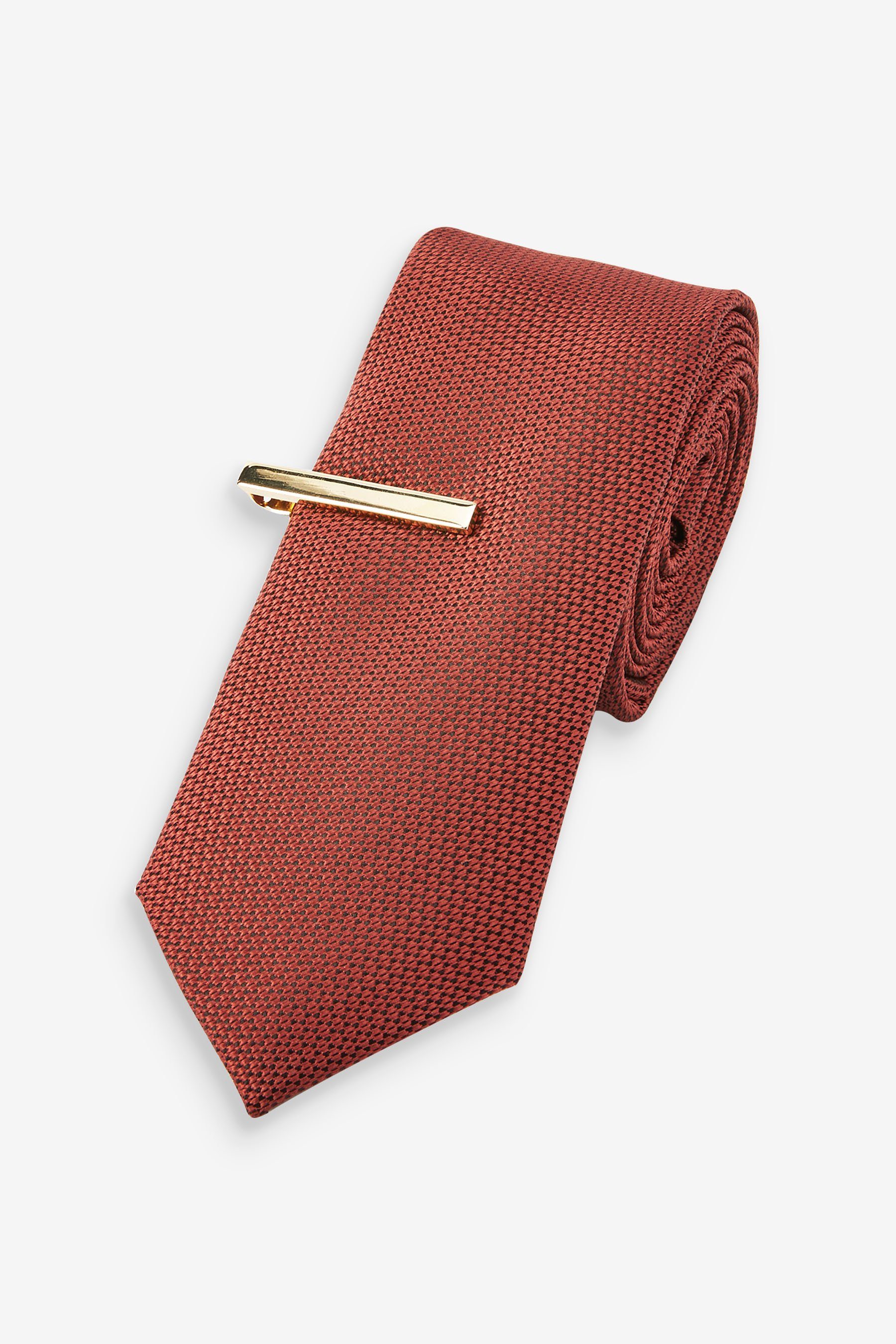 Next Krawatte Schmale Krawatte mit Krawattenklammer (2-St)