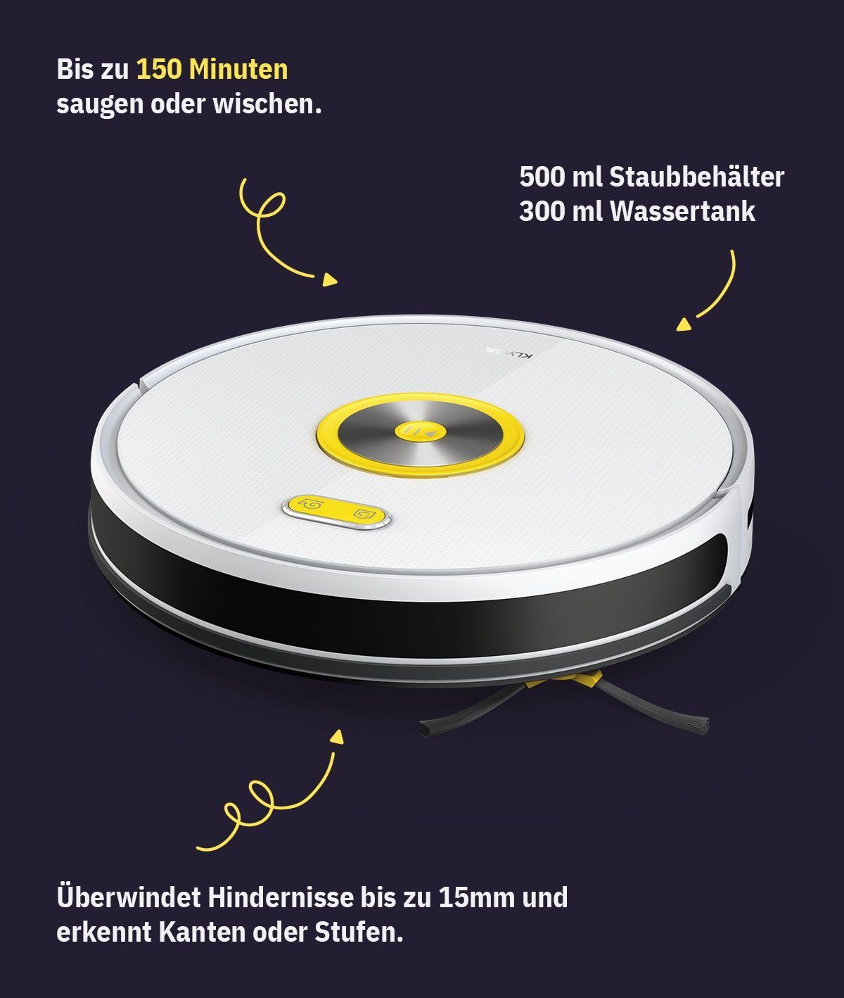 Saugroboter VC1 Wischroboter Klyqa Klyna Saug- und