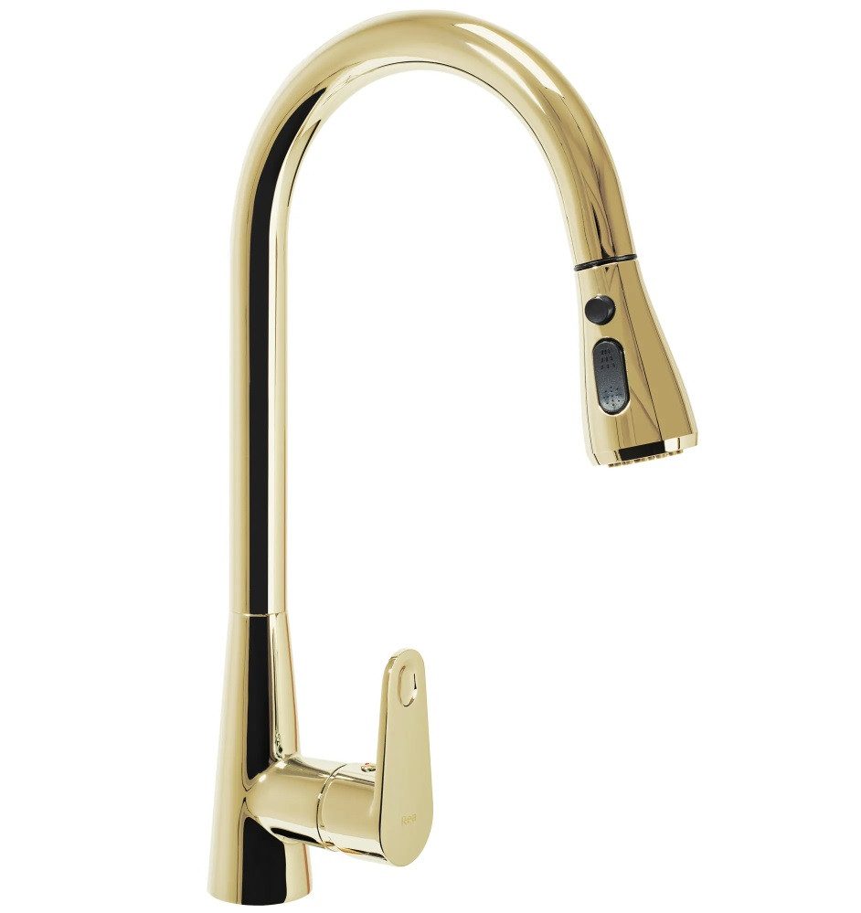 wohnwerk.idee Küchenarmatur Wasserhahn Küche ausziehbar Gold Matt Gebürstet Schwarz Chrom Mild
