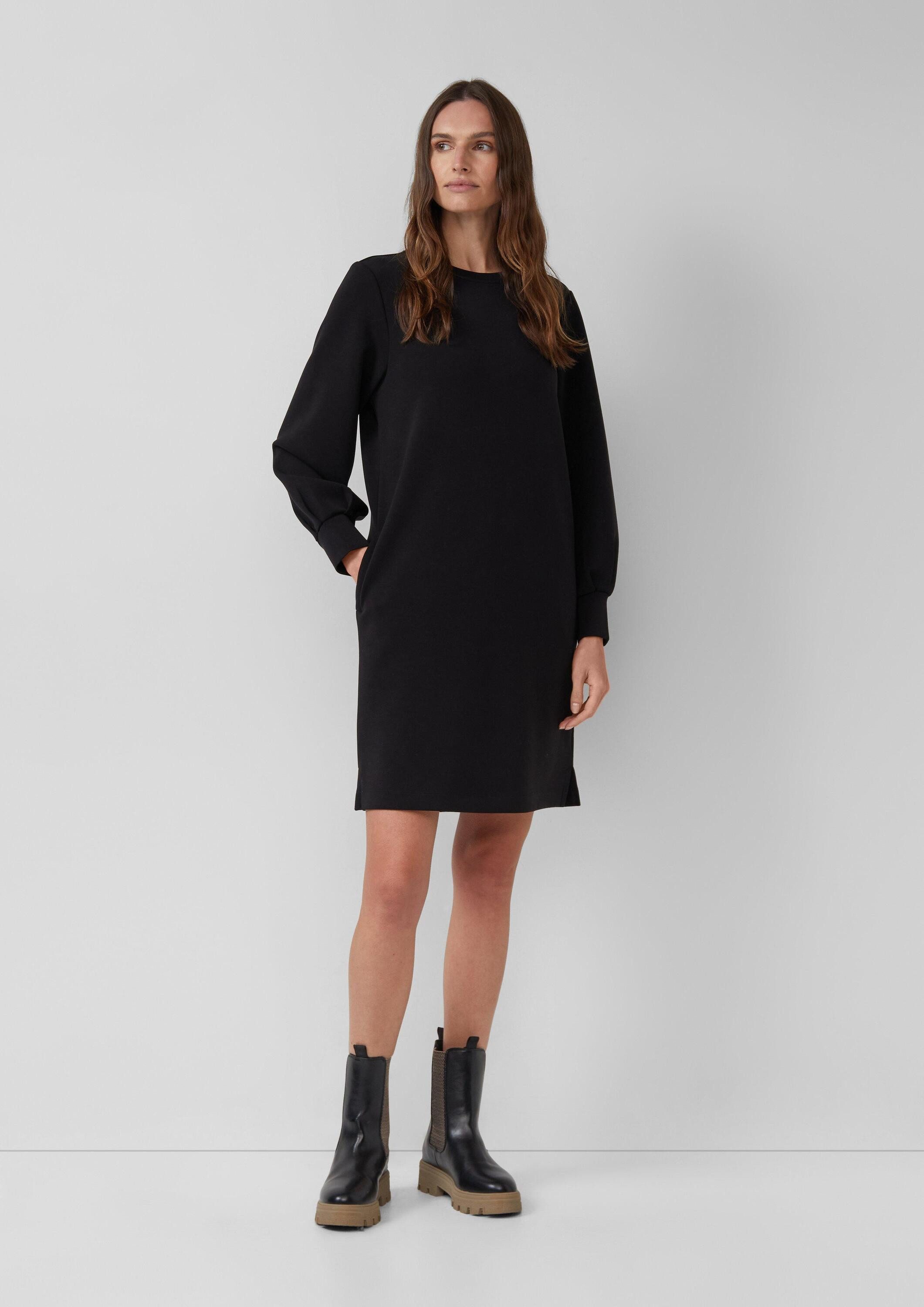 s.Oliver Midikleid Kleid Scuba-Kleid mit weitem Arm und Eingrifftaschen