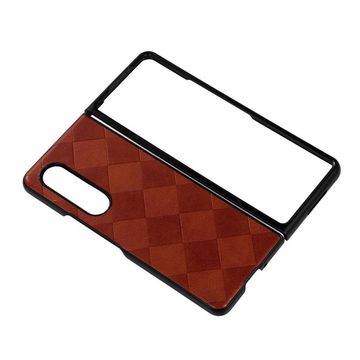 Wigento Handyhülle Für Samsung Galaxy Z Fold4 5G Waben Design Hart Cover Handy Tasche Hülle Etuis Rot