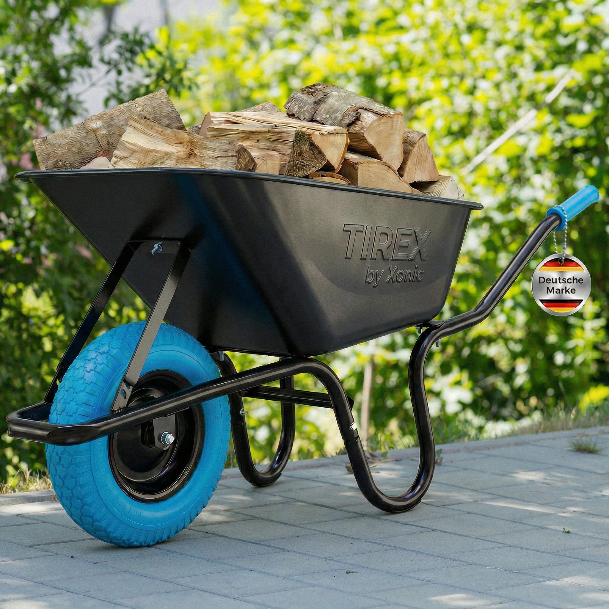 Xonic Schubkarre TIREX by xonic® Schubkarre – Verzinkte Wanne bis 250kg Blau Schwarz