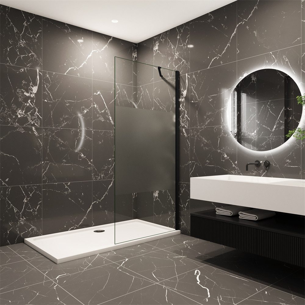 Duschparadies Duschwand 8mm Milchglas Streifen Glas walk in Dusche Duschtre günstig online kaufen