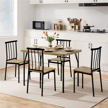 Yaheetech Essgruppe, Esstisch mit 4 Stühlen für 4 Personen Küchentisch-Set für Esszimmer
