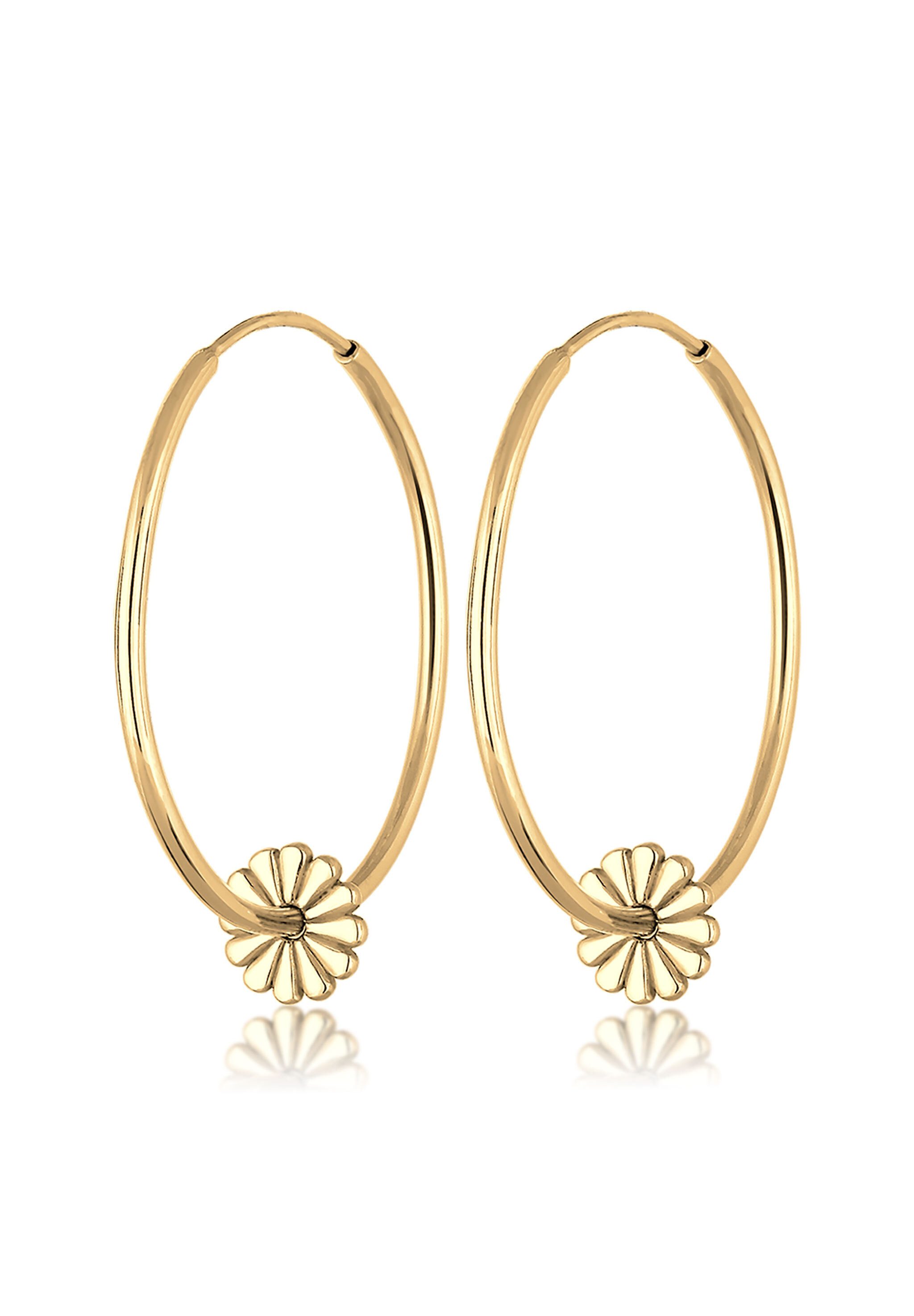 Elli Paar Creolen Creole Blume 925 Sterling Silver vergoldet