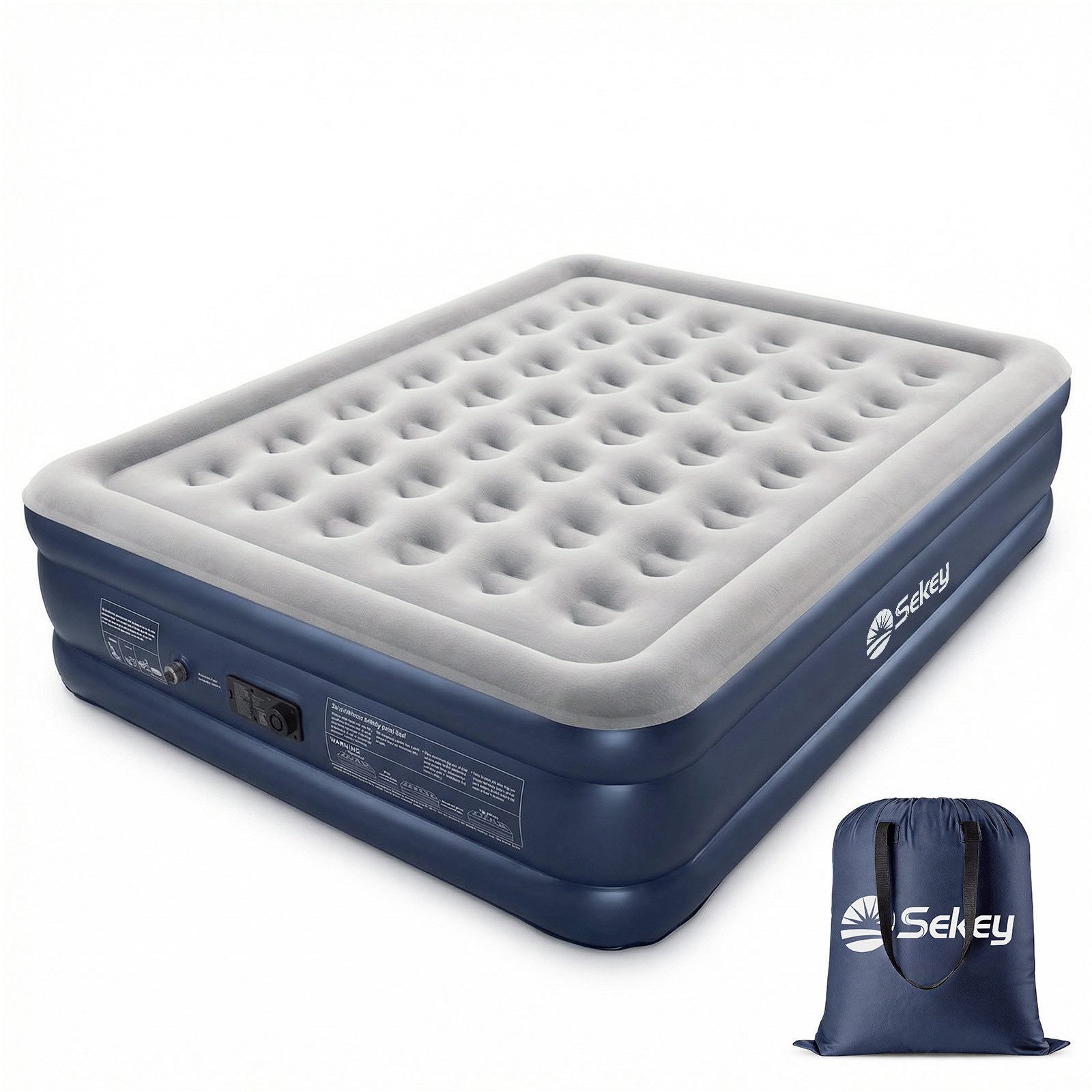 Sekey Luftbett Luftmatratze Selbstaufblasend Gästebett mit Integrierter Elektropumpe, 203x152x46cm - 1 bis 2 Personen Luftbett Selbstaufblasend bis 400 kg