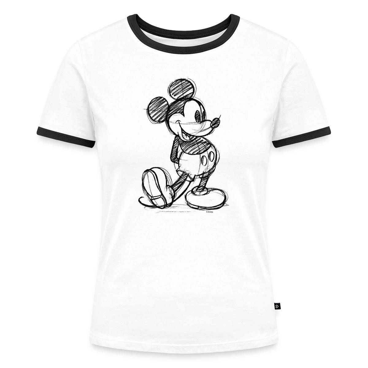 Spreadshirt T-Shirt Mickey & Minnie Zeichnung Frauen Kontrast T-Shirt (1-tlg)