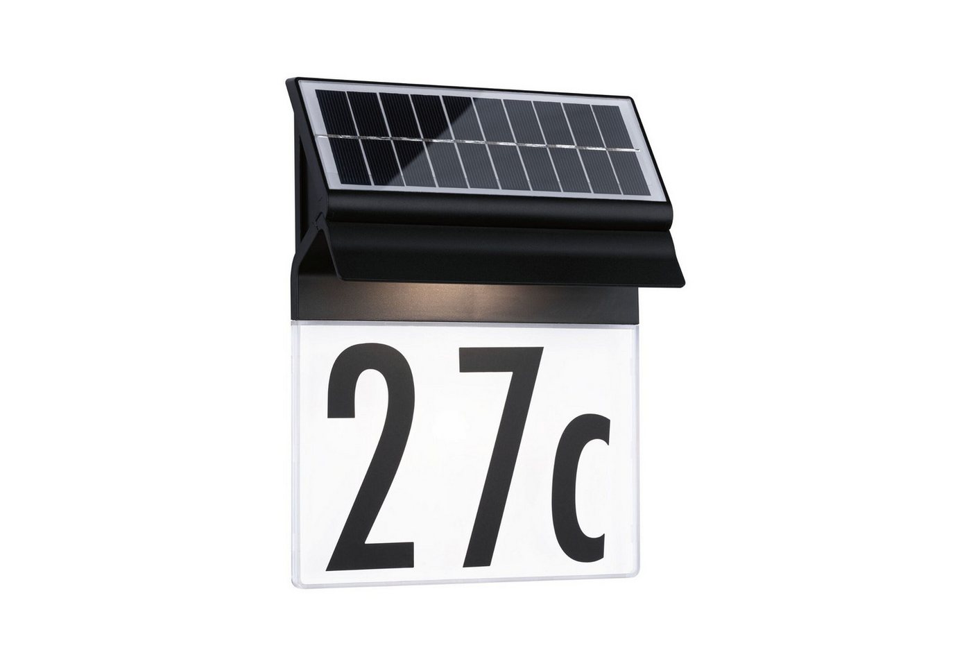 Paulmann LED Außen-Wandleuchte Solar Hausnummernleuchte Neda IP44 3000K 14lm Schwarz, LED fest integriert, Warmweiß