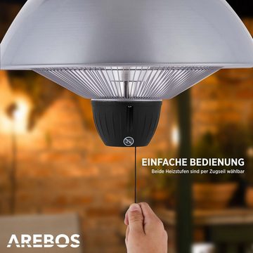 Arebos Heizstrahler Infrarot Deckenheizstrahler 1500 W, mit Zugschalter, Sofortwärme für einen Bereich von ca. 9 m²