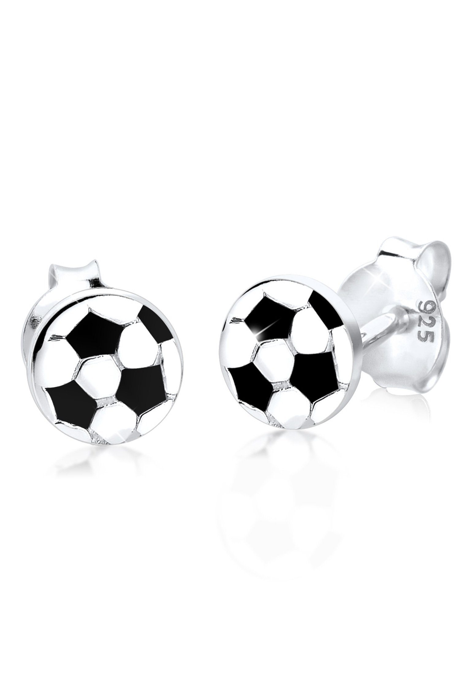 Elli Paar Ohrstecker Fußball WM Emaille EM Sport Meisterschaft Silber, Fussball